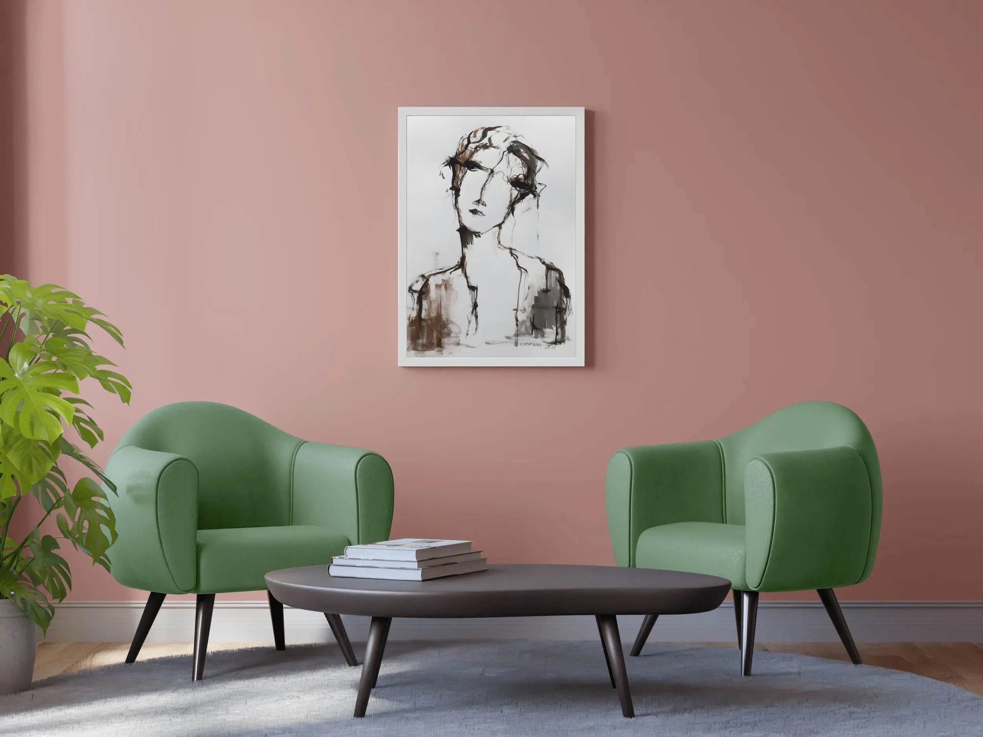 Ink and Watercolor Expressive Face Wall Art - beink online art store