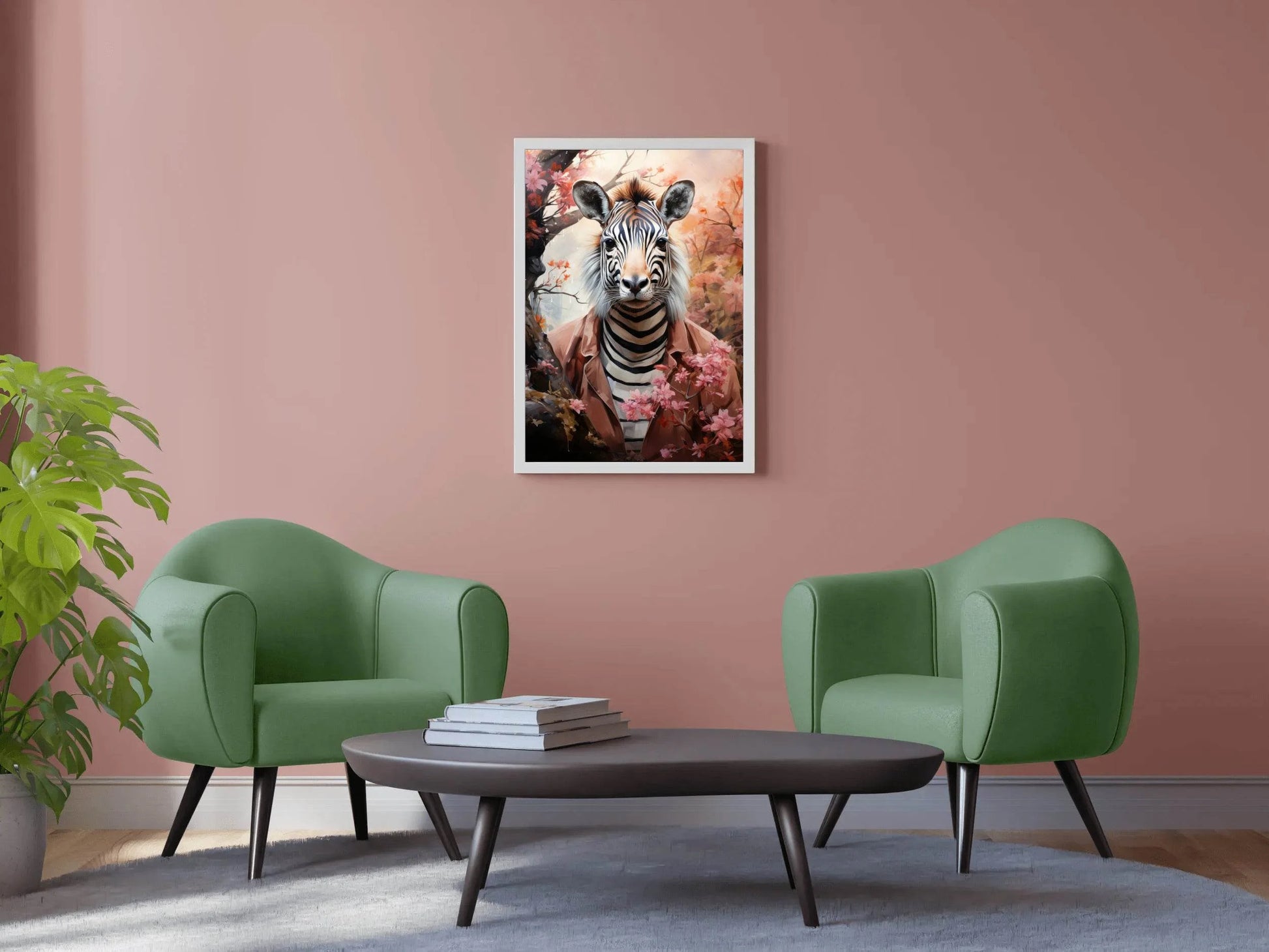 Watercolor Zebra with Flowers Animal Wall Art - beink online art store
