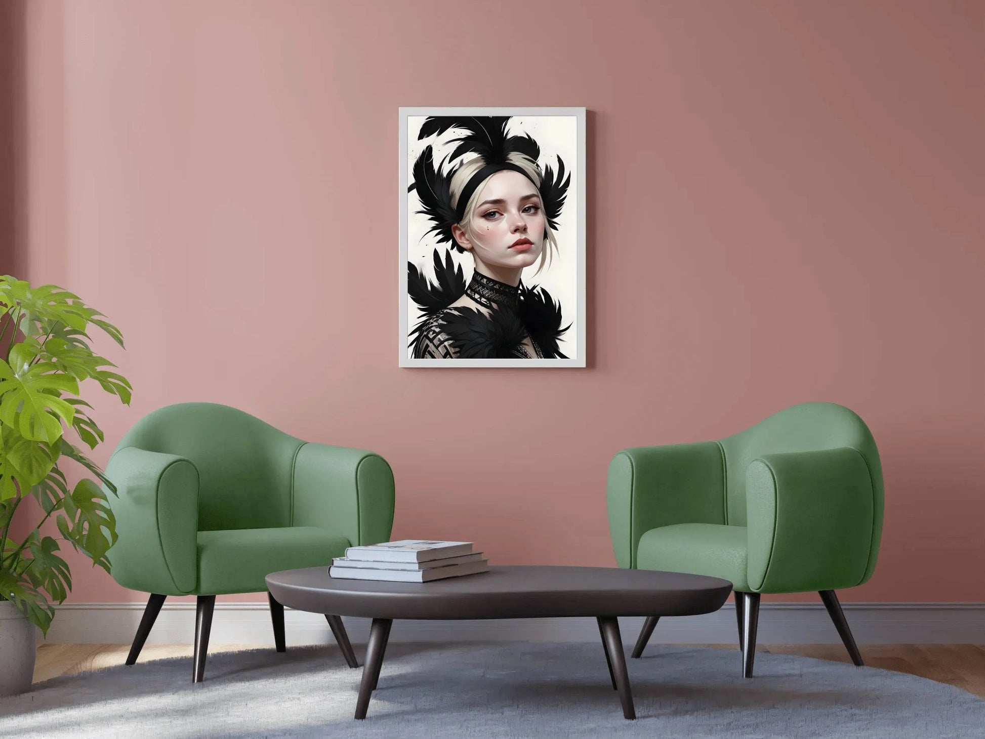 Lady with Blonde Hair feather Wall Art - beink online art store