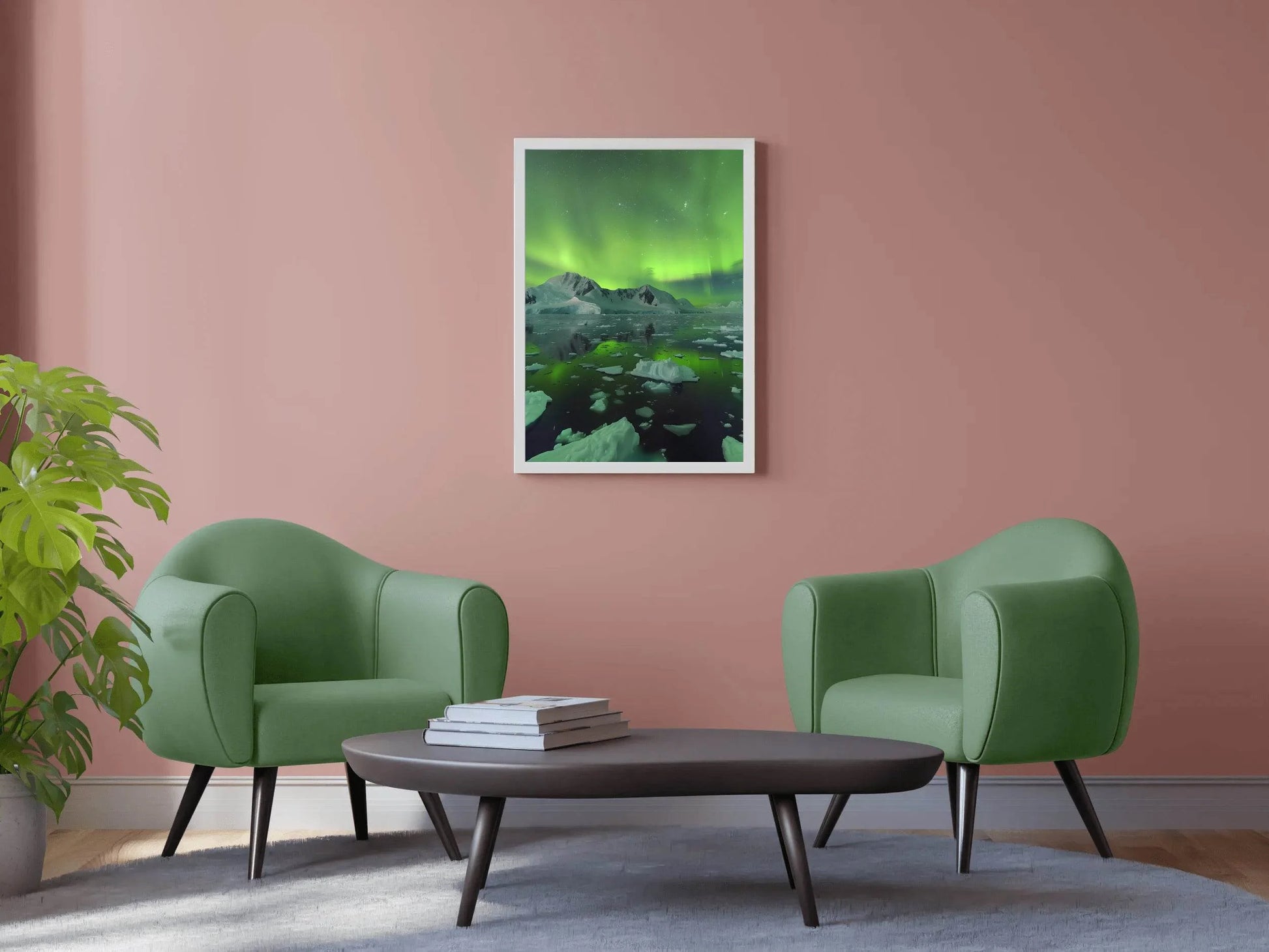 Green Northern lights with Iceberg Wall Art - beink online art store