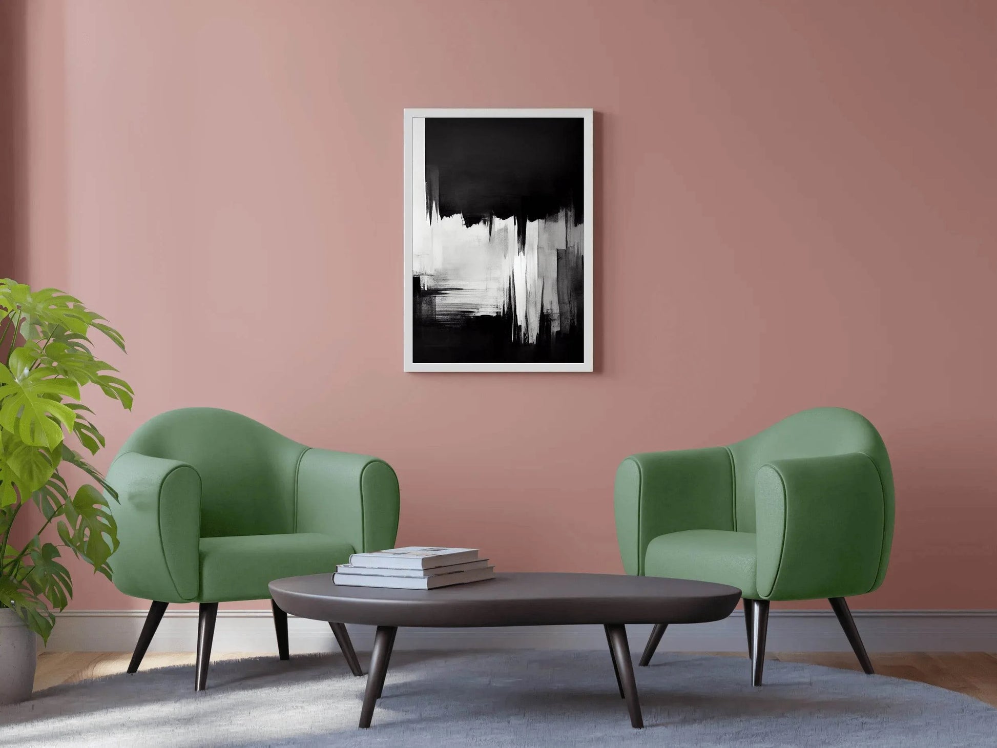 Black and White Brush Strokes Abstract Wall Art - beink online art store