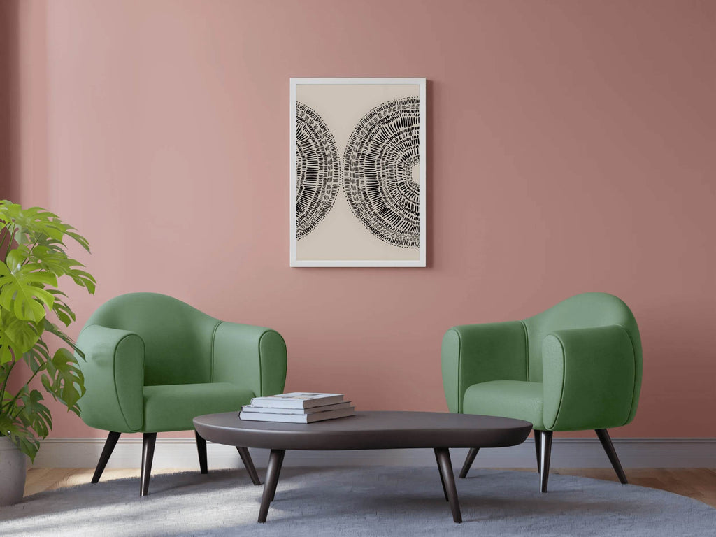 Mushroom Pair Black Lines Modern Wall Art - beink online art store