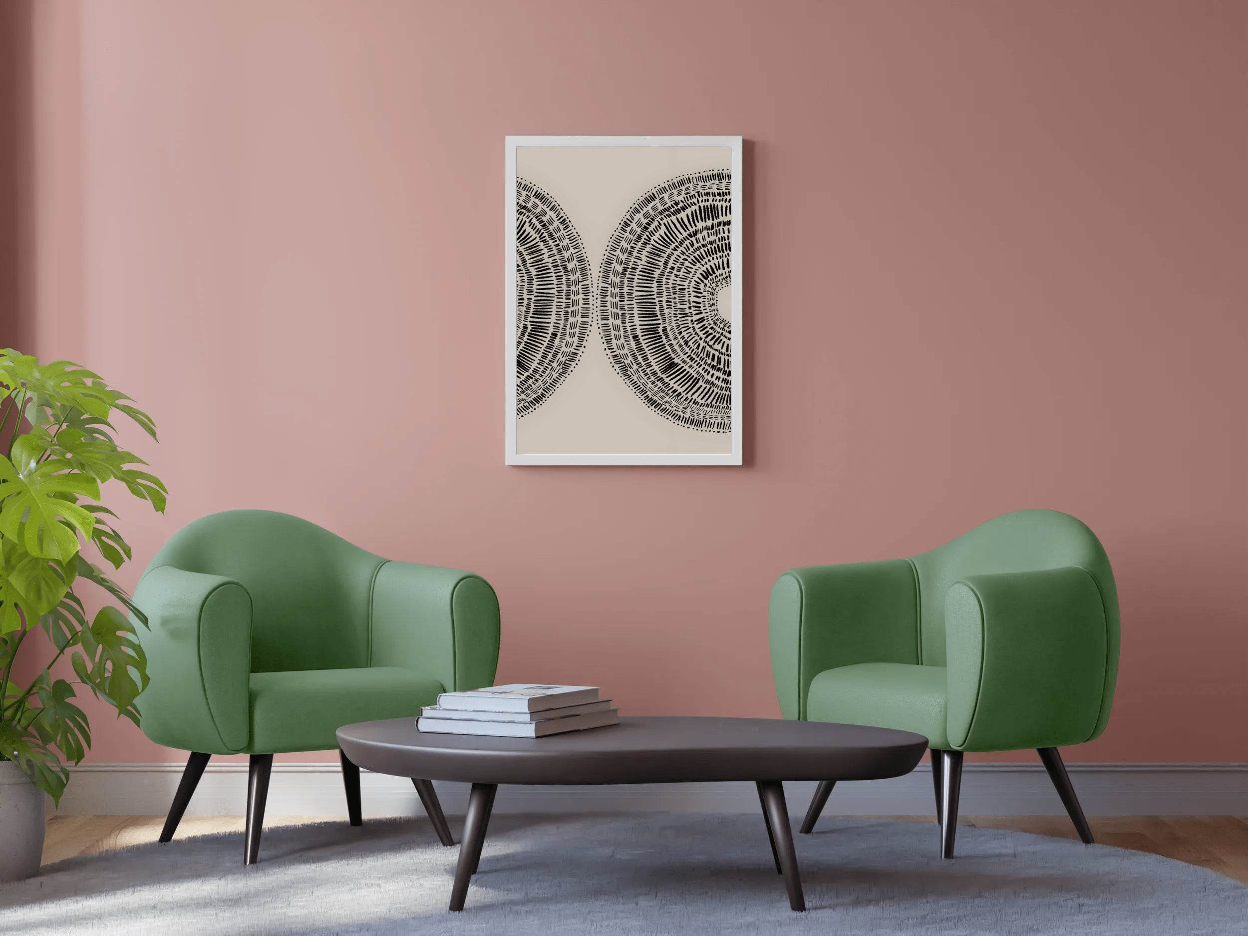 Mushroom Pair Black Lines Modern Wall Art - beink online art store