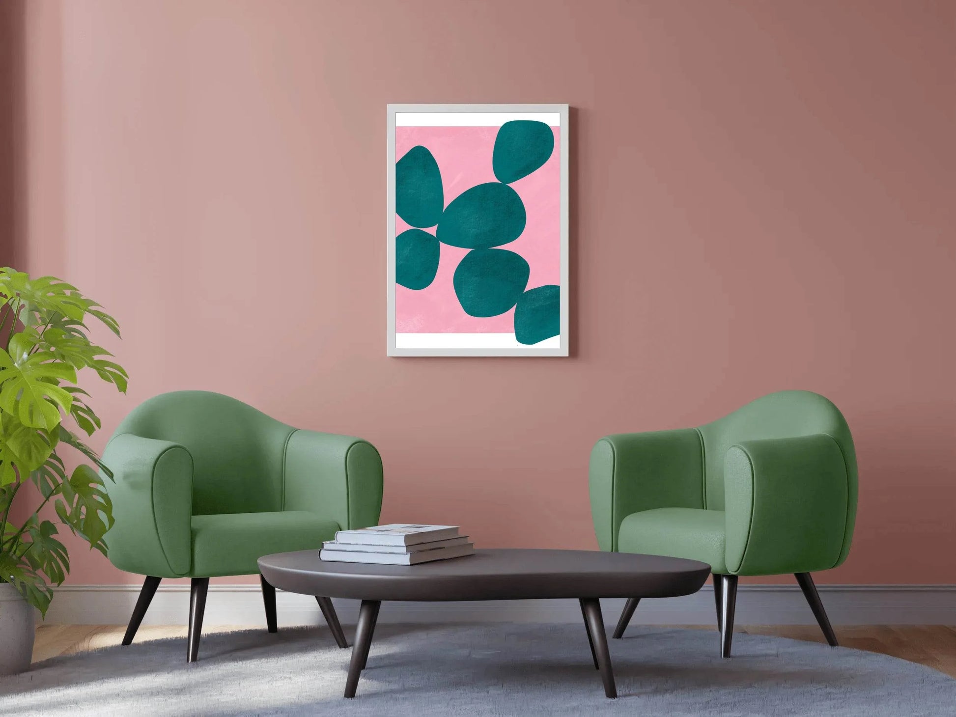 Jade Green Stone With Pink Background Wall Art - beink online art store