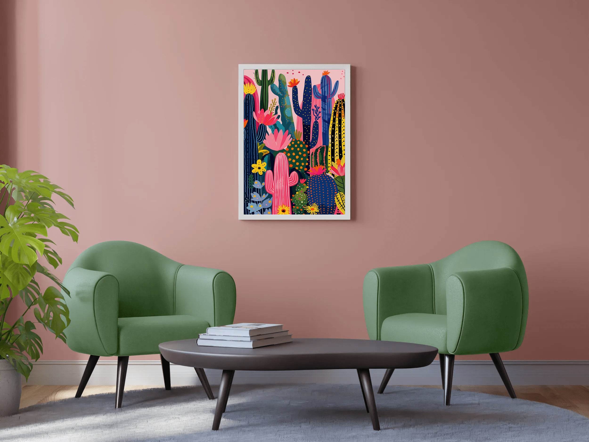 Colorful Cactus Garden Wall Art - beink online art store