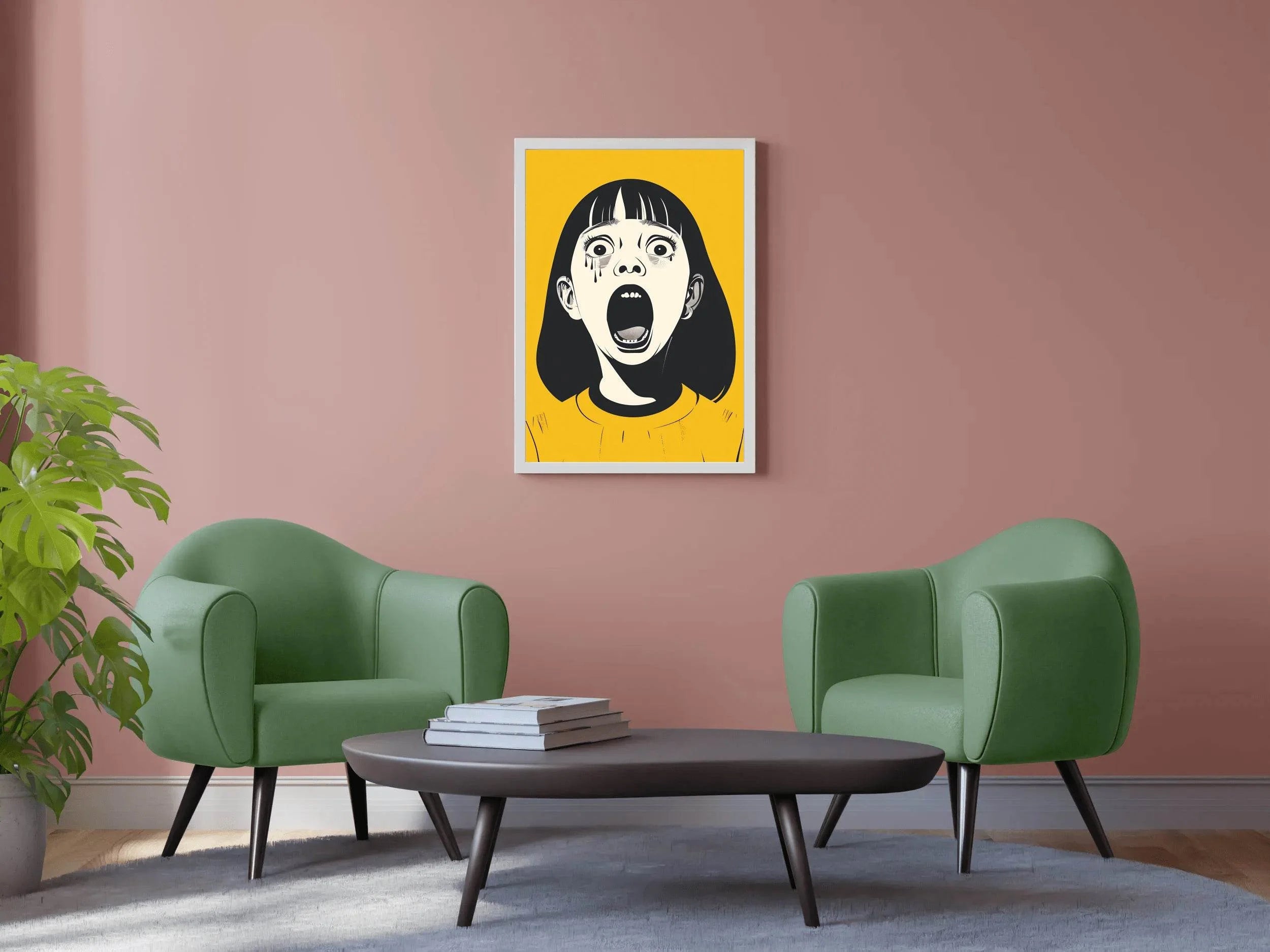 Crying Girl With Yellow Background Wall Art - beink online art store