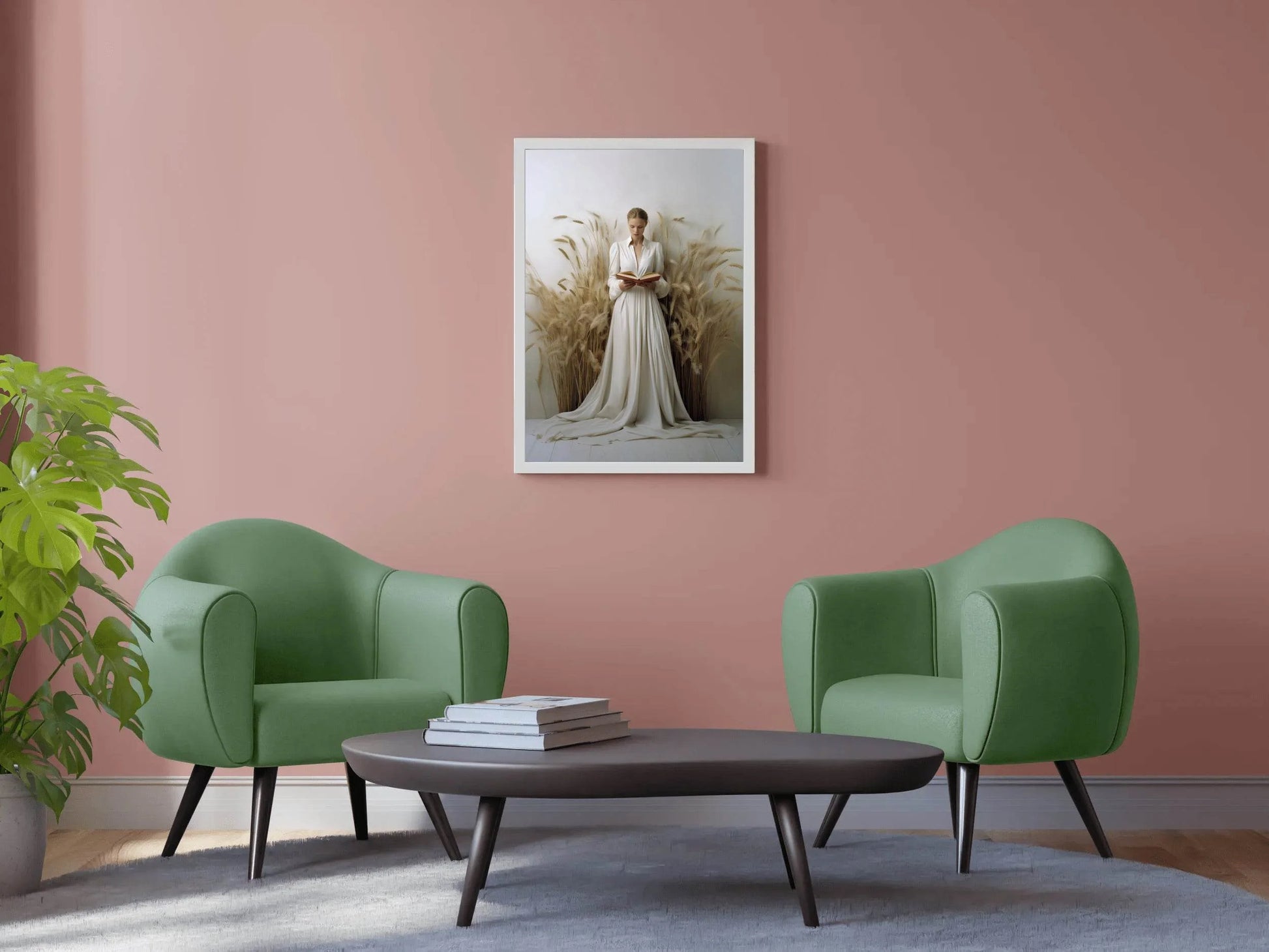 White Wedding Dress In Wheat Field Wall Art - beink online art store