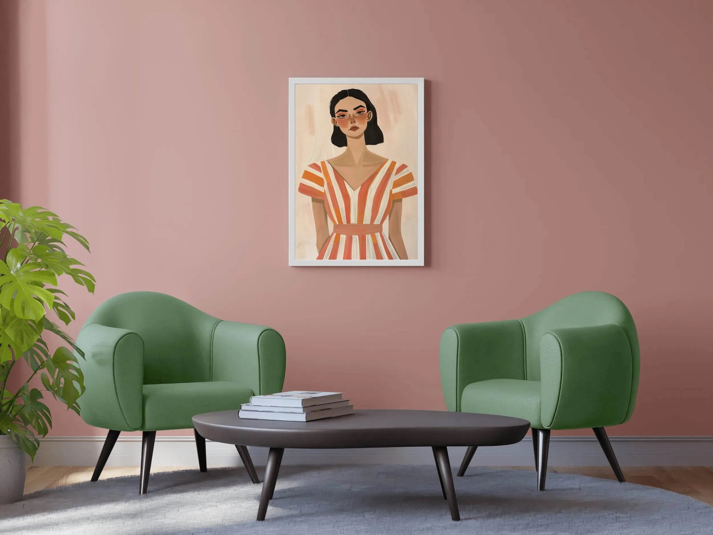 Women in Senset Stripes Dress - Bold Serenity Wall Art - beink online art store