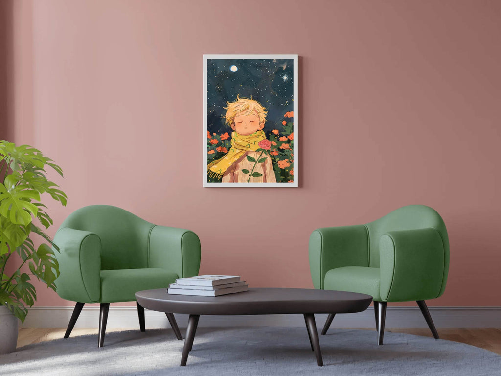 Cartoon Boy Standing in Winter Night - beink online art store