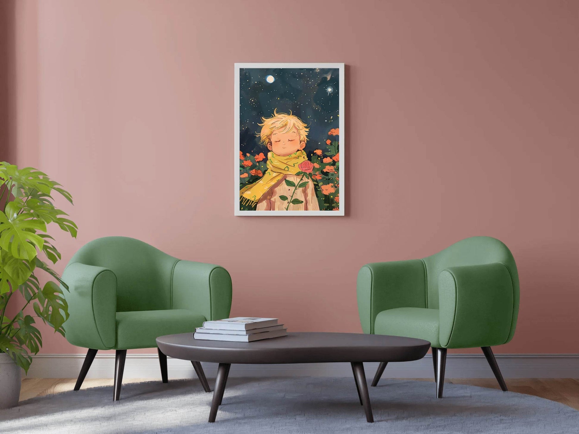 Cartoon Boy Standing in Winter Night - beink online art store