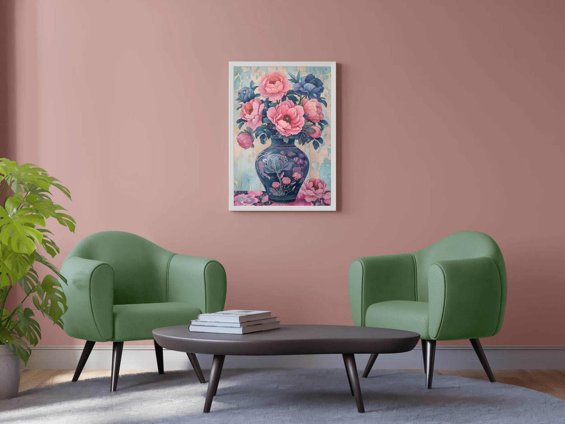 Blue Vase With Bunch of Flowers Digital Art - beink online art store