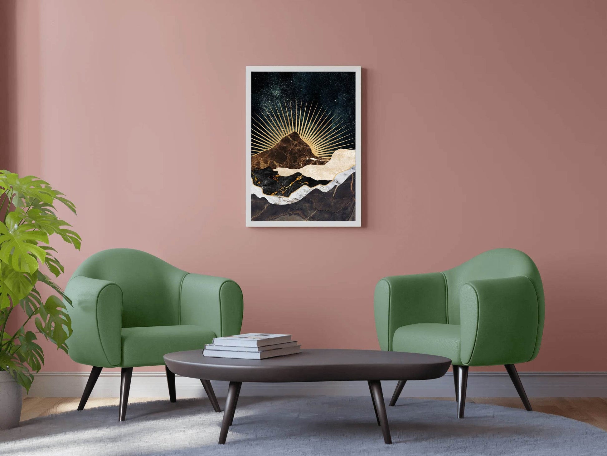 Copper and Gold Mountain Modern Wall Art - beink online art store