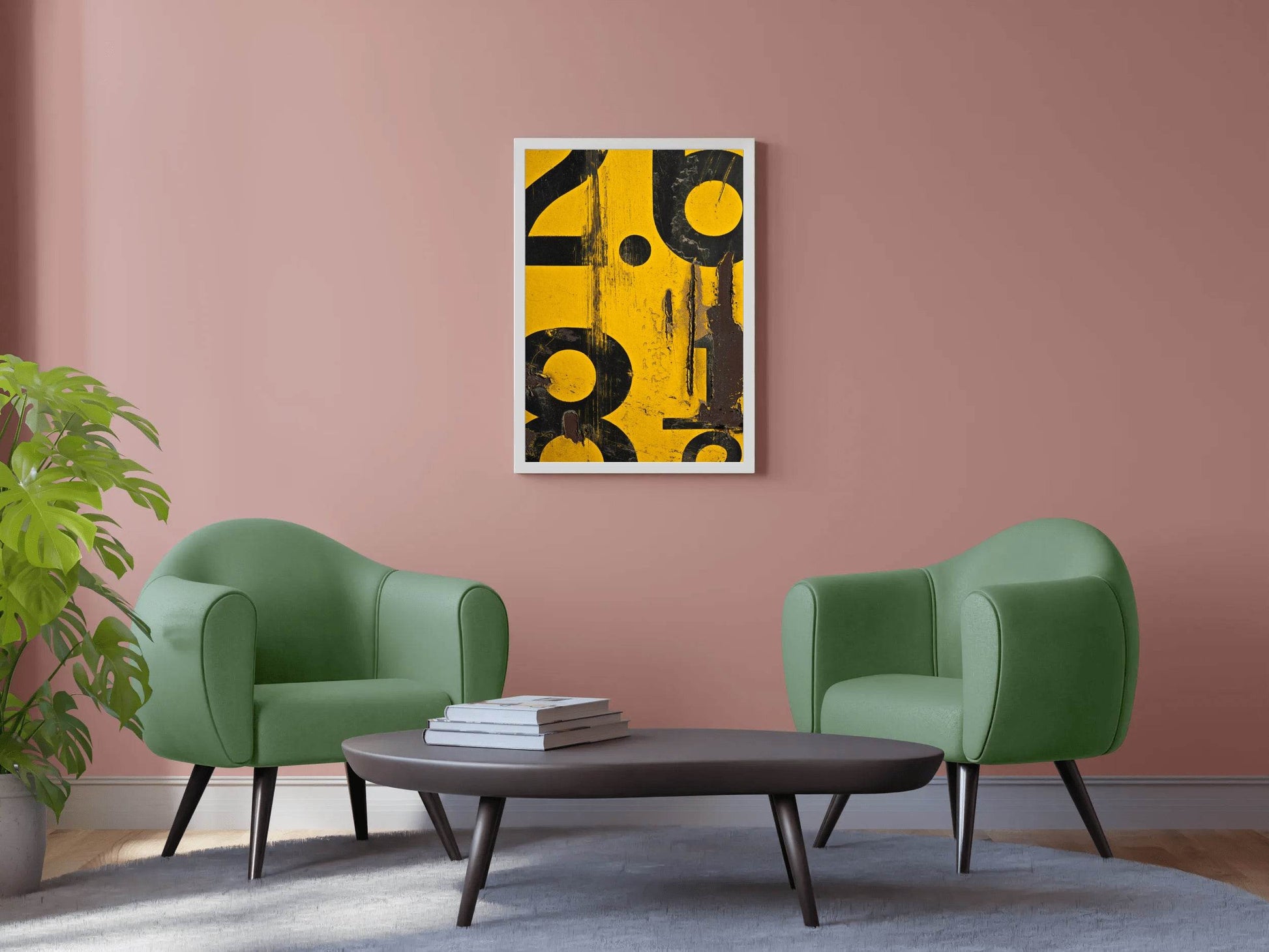 Digits With Yellow Background Abstract Wall Art - beink online art store