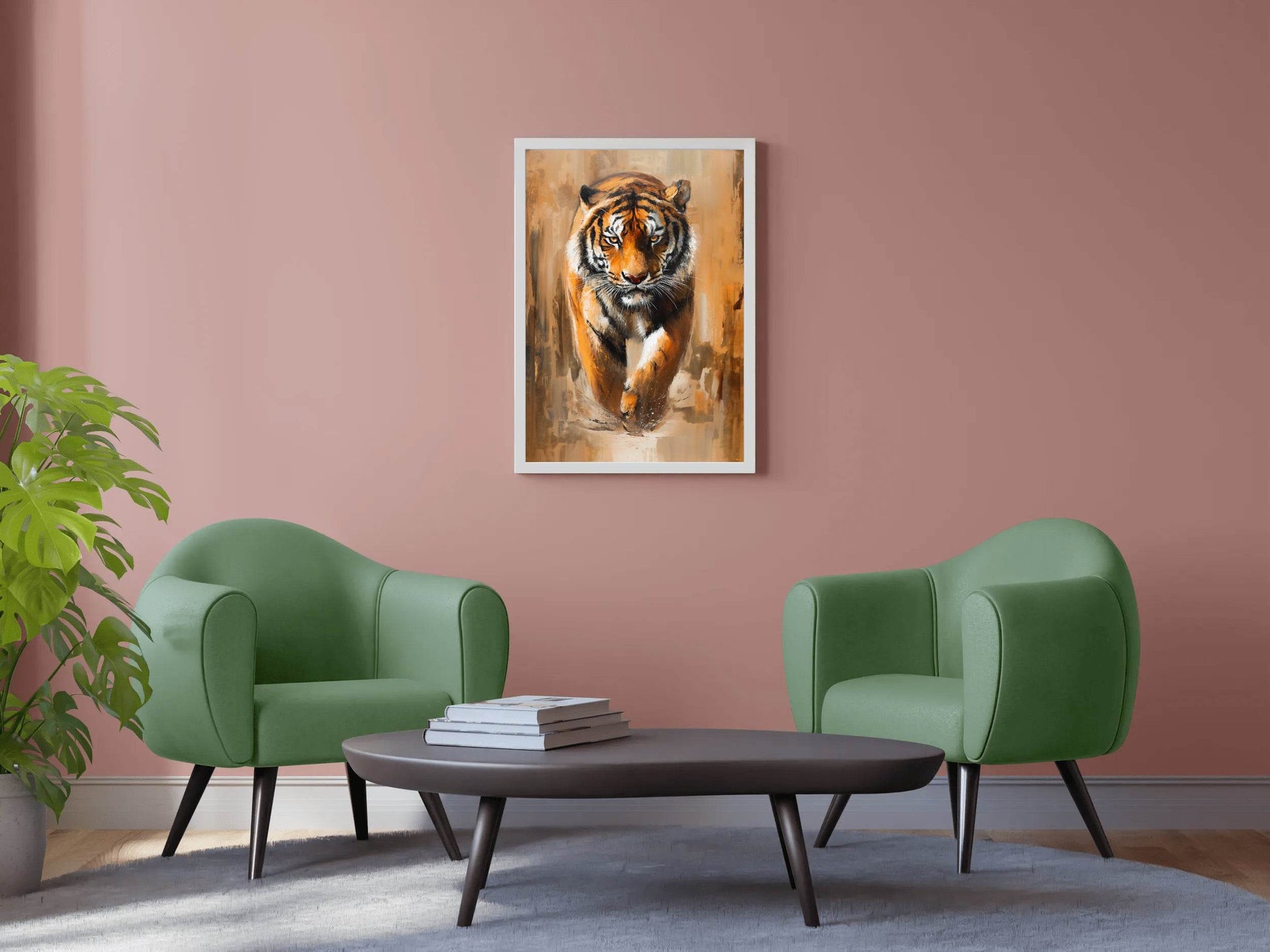 Colorful Water Color Paint of Walking Tiger Illustration - beink online art store