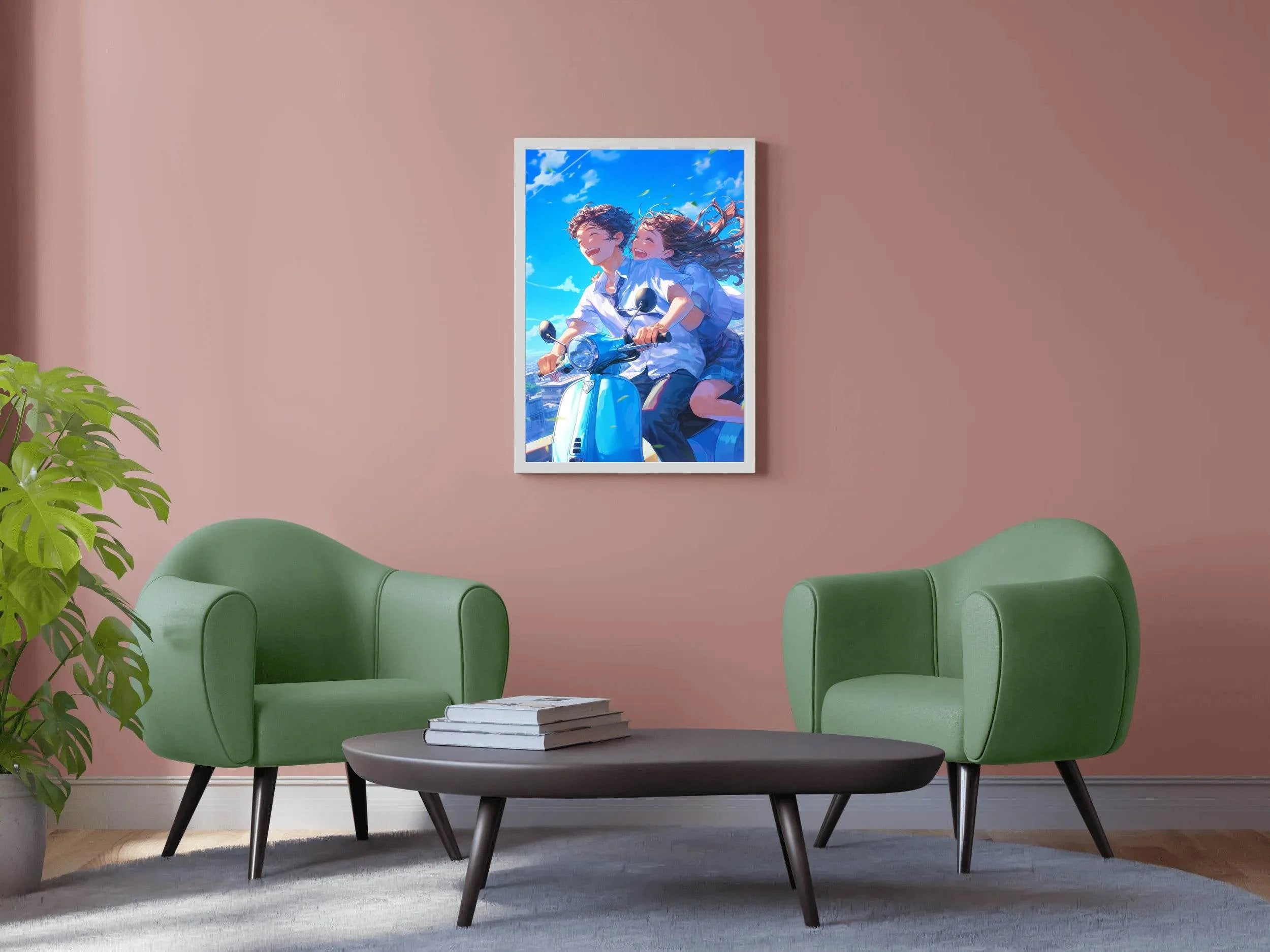 Couple On Bike Anime Wall Art - beink online art store