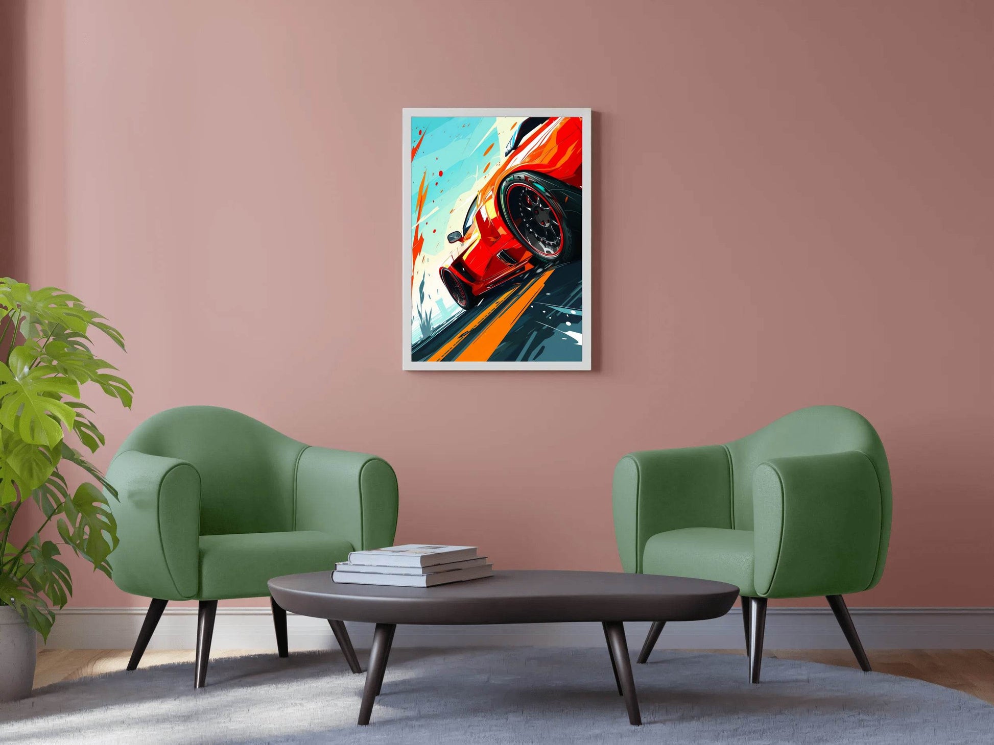 Ferrari Red Cartoon Style Wall Art - beink online art store