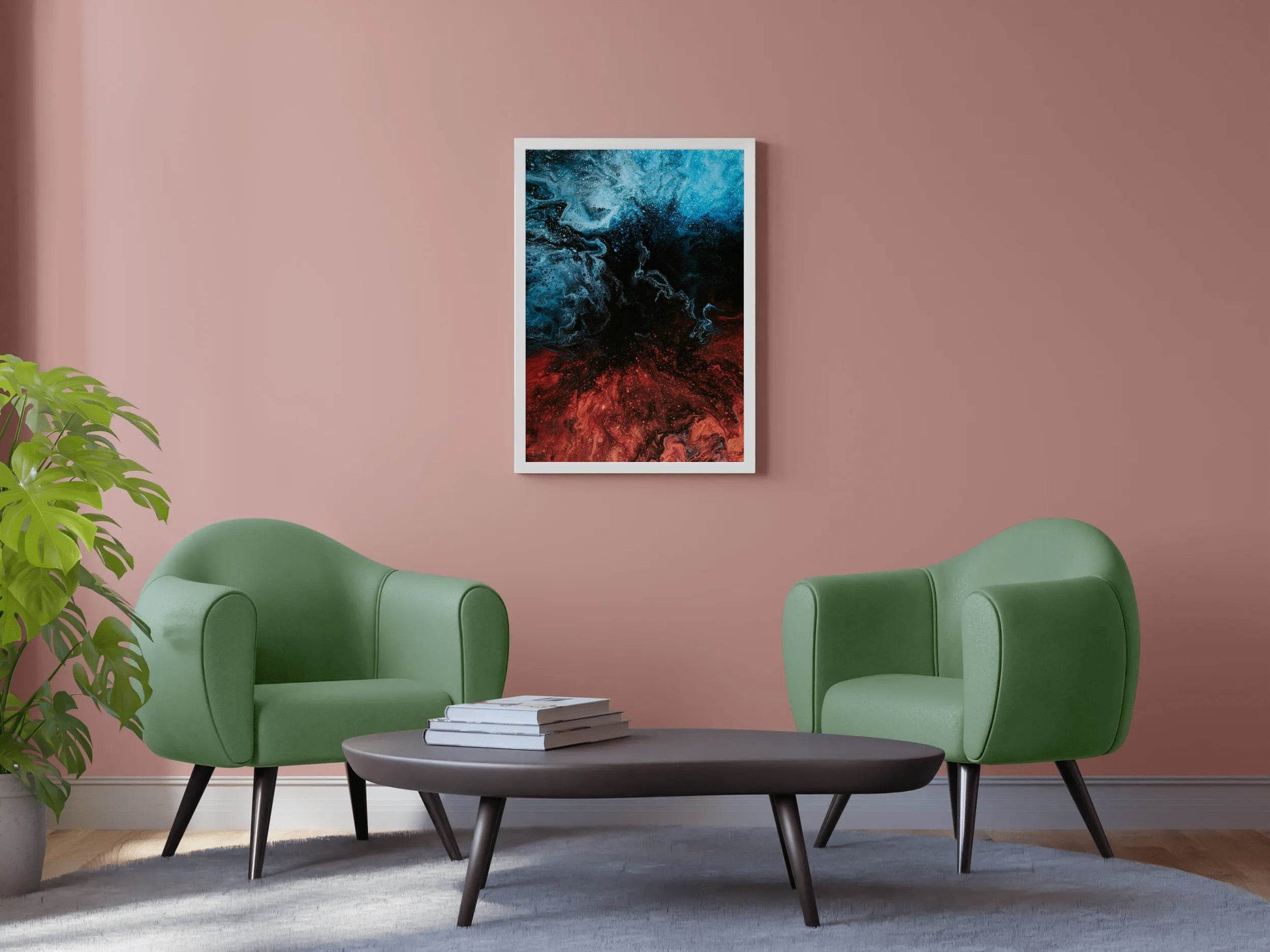 Blue and Red Water Color Liquid Abstract Wall Art - beink online art store