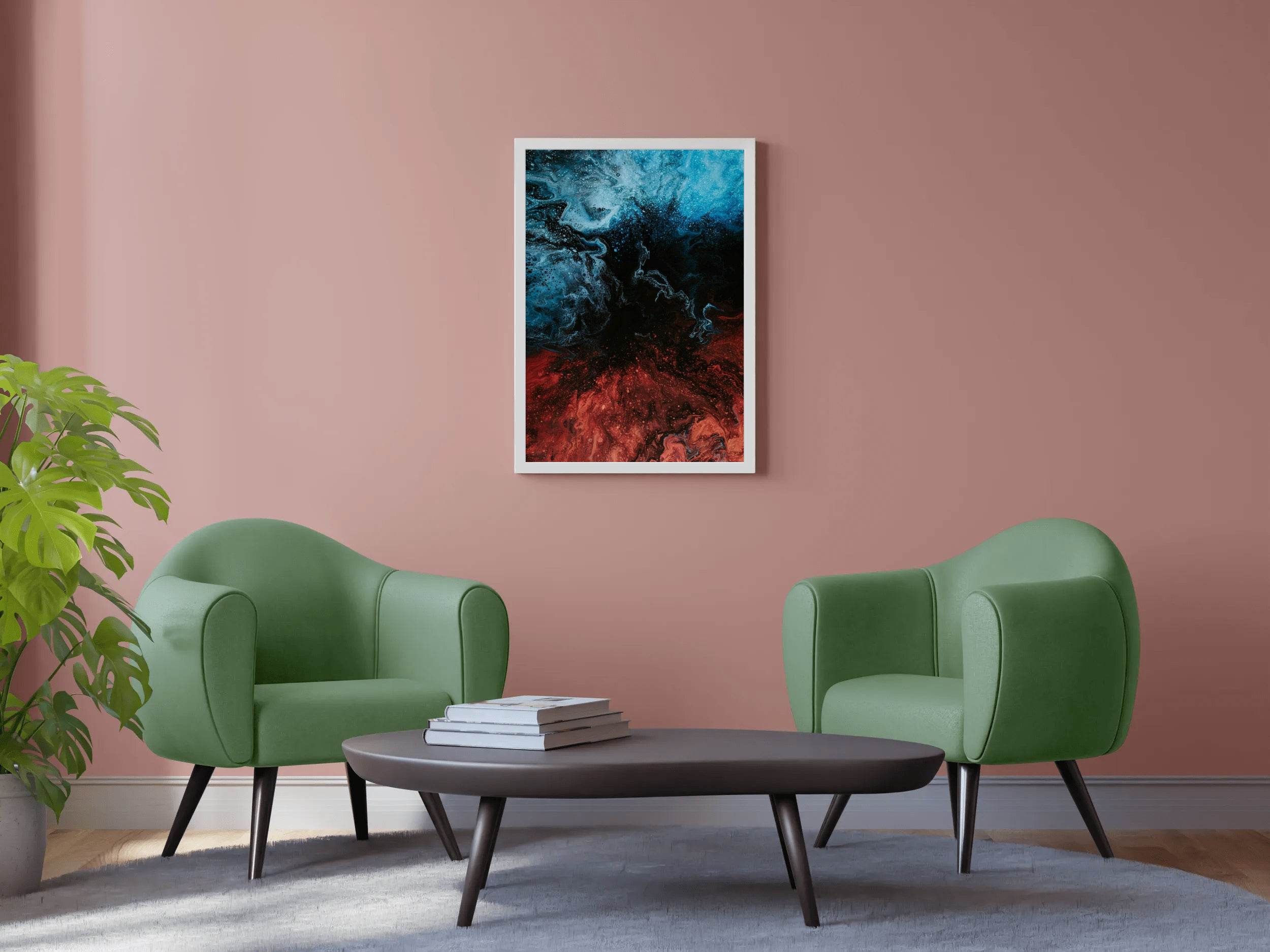 Blue and Red Water Color Liquid Abstract Wall Art - beink online art store