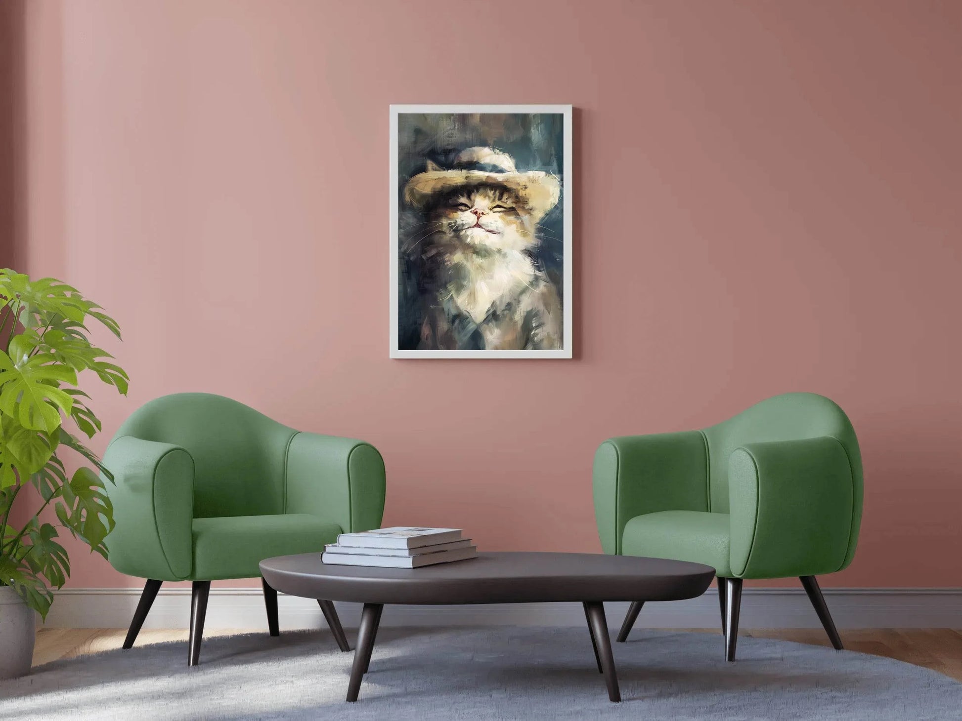Painting of Smiling Cat With Hat - beink online art store