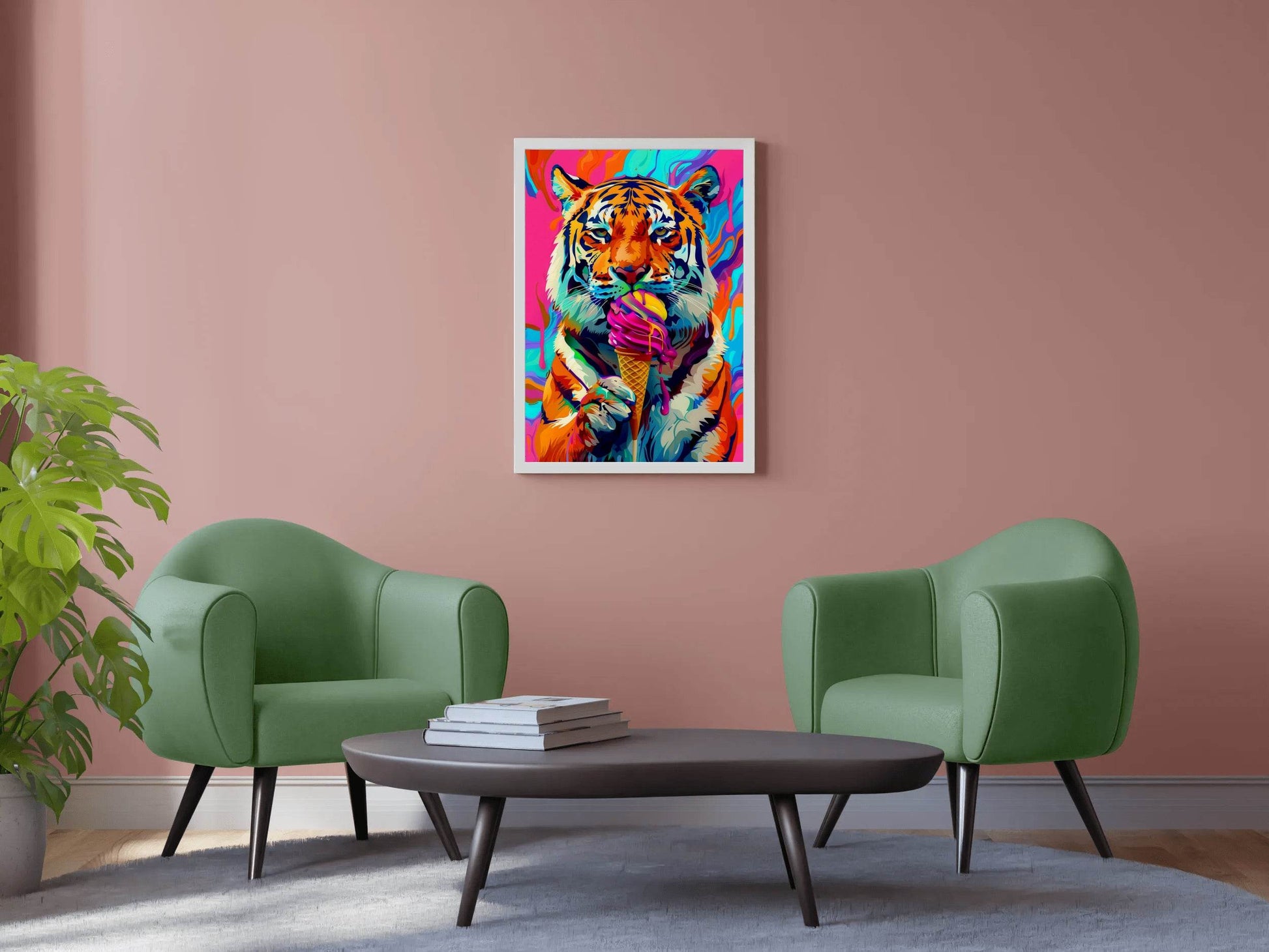 Tiger Enjoying a Colorful Treat Wall Art - beink online art store