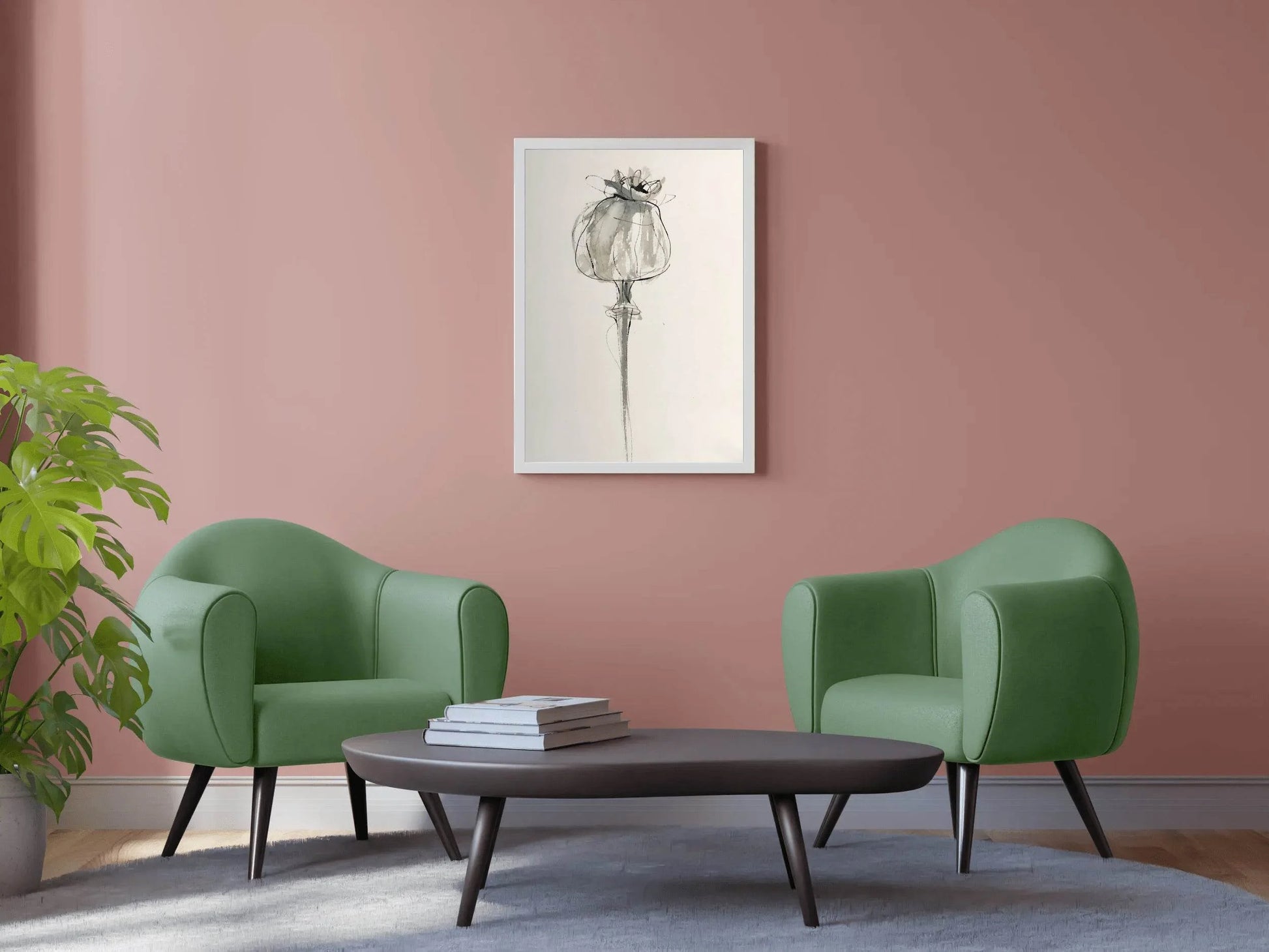 Watercolor Poppy Seed Head Modern Wall Art - beink online art store