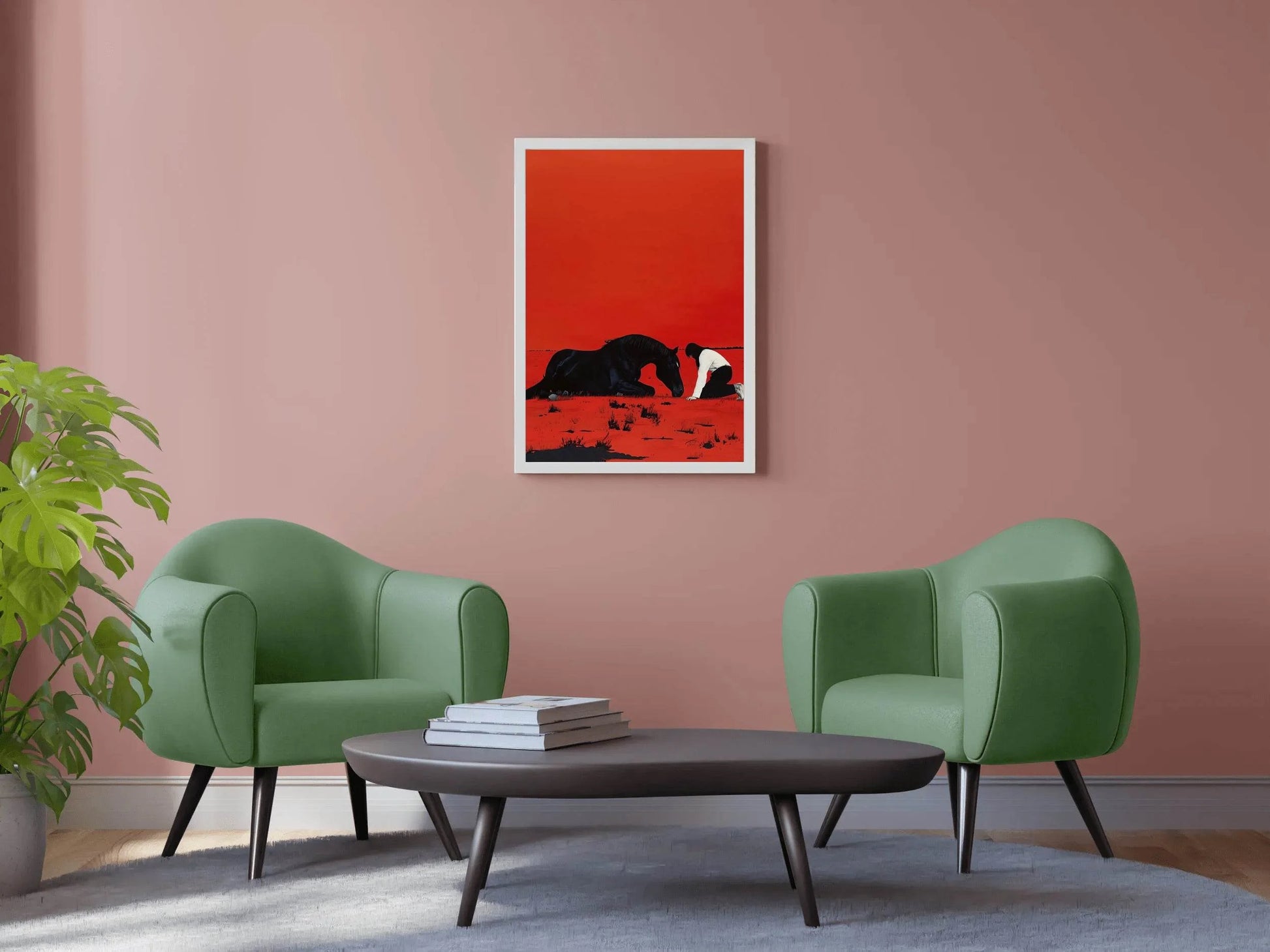 Black Horse Sitting Wall Art - beink online art store