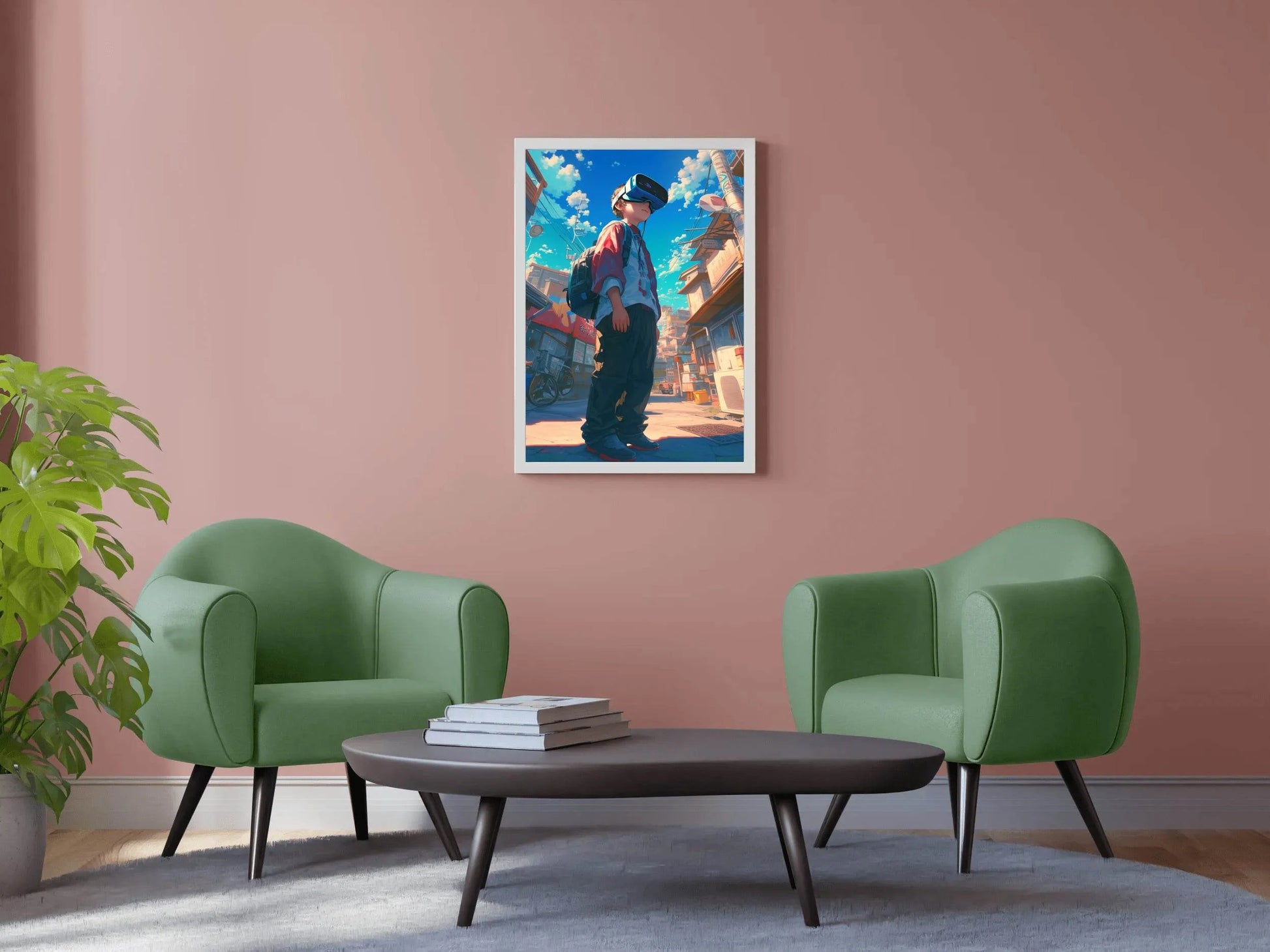 Anime character Using Virtual Reality Glasses Anime Wall Art - beink online art store