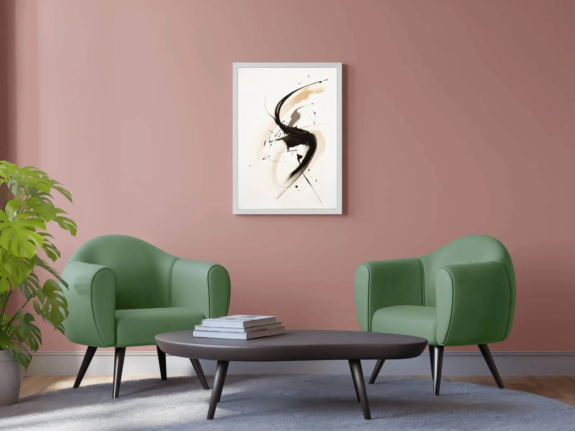 Swirl Black Ink Paint Abstract Wall Art - beink online art store