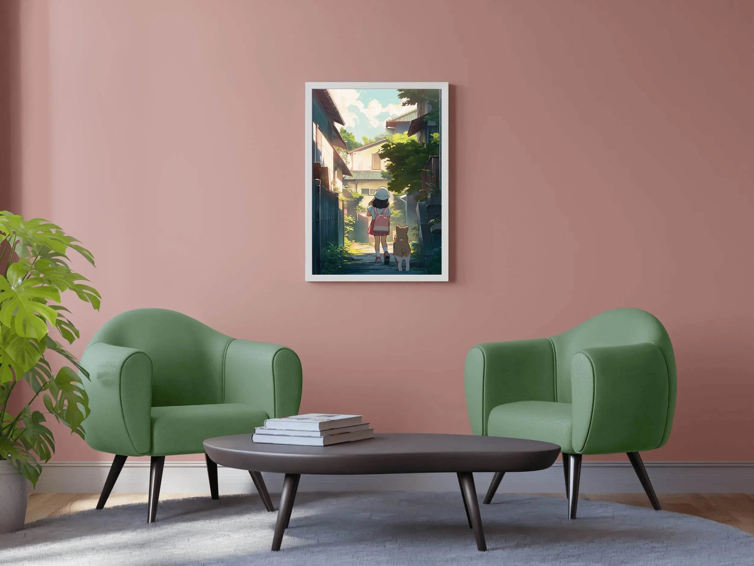 Lifestyle Scene With People In Anime Style Wall Art - beink online art store