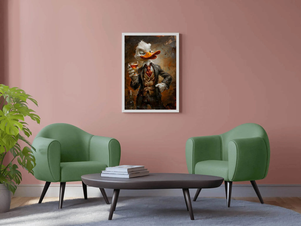Shady Scrooge Donald Duck Holding Glass Wall Art - beink online art store
