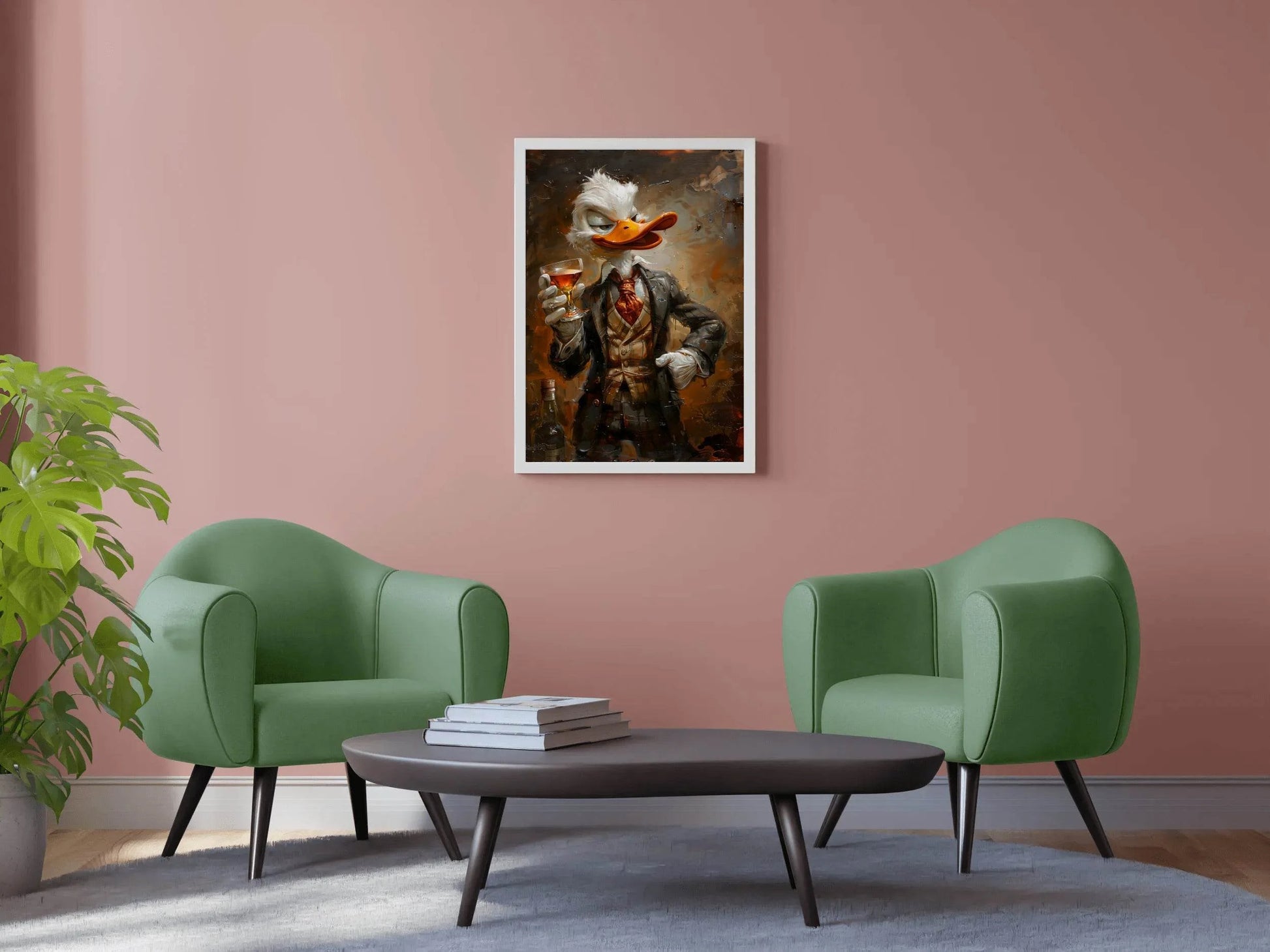 Shady Scrooge Donald Duck Holding Glass Wall Art - beink online art store