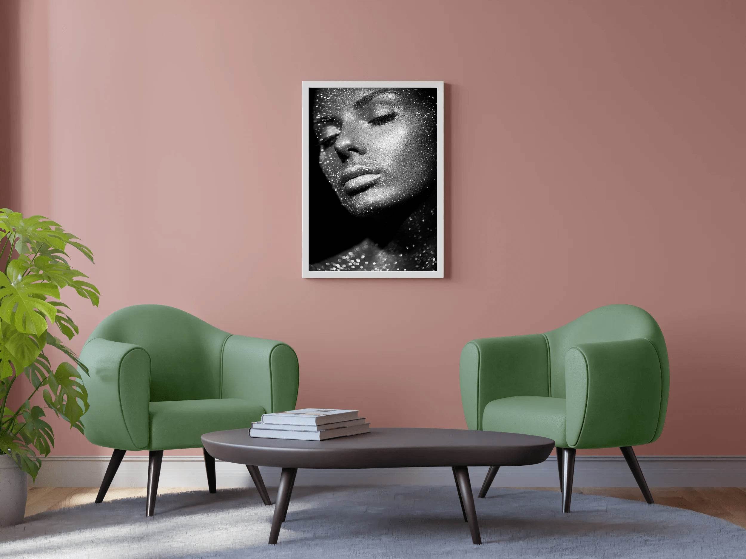 Women Bright Sparkling Lights Black & White Wall Art - beink online art store