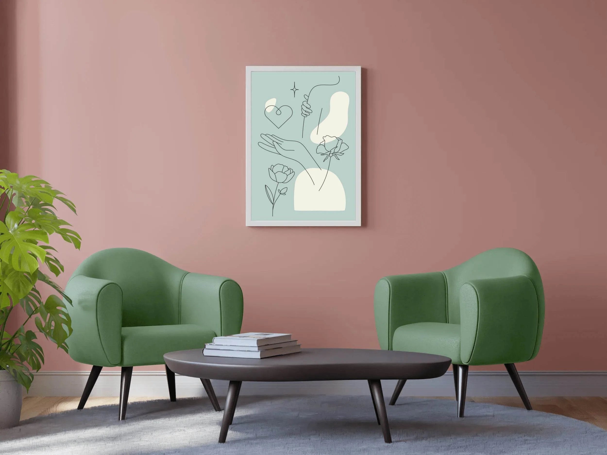 Minimal Design of Flowers Hands Wall Art - beink online art store