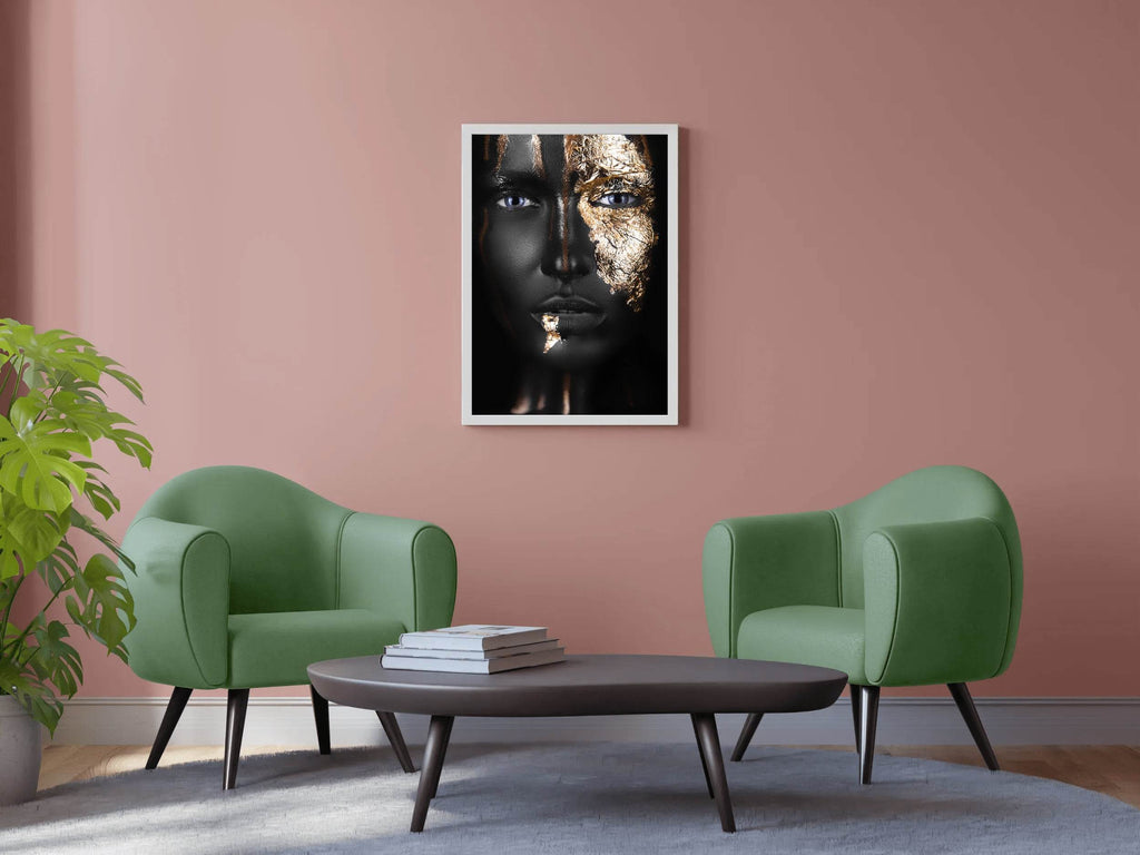 Black Woman Face With Golden Makeup Wall Art - beink online art store