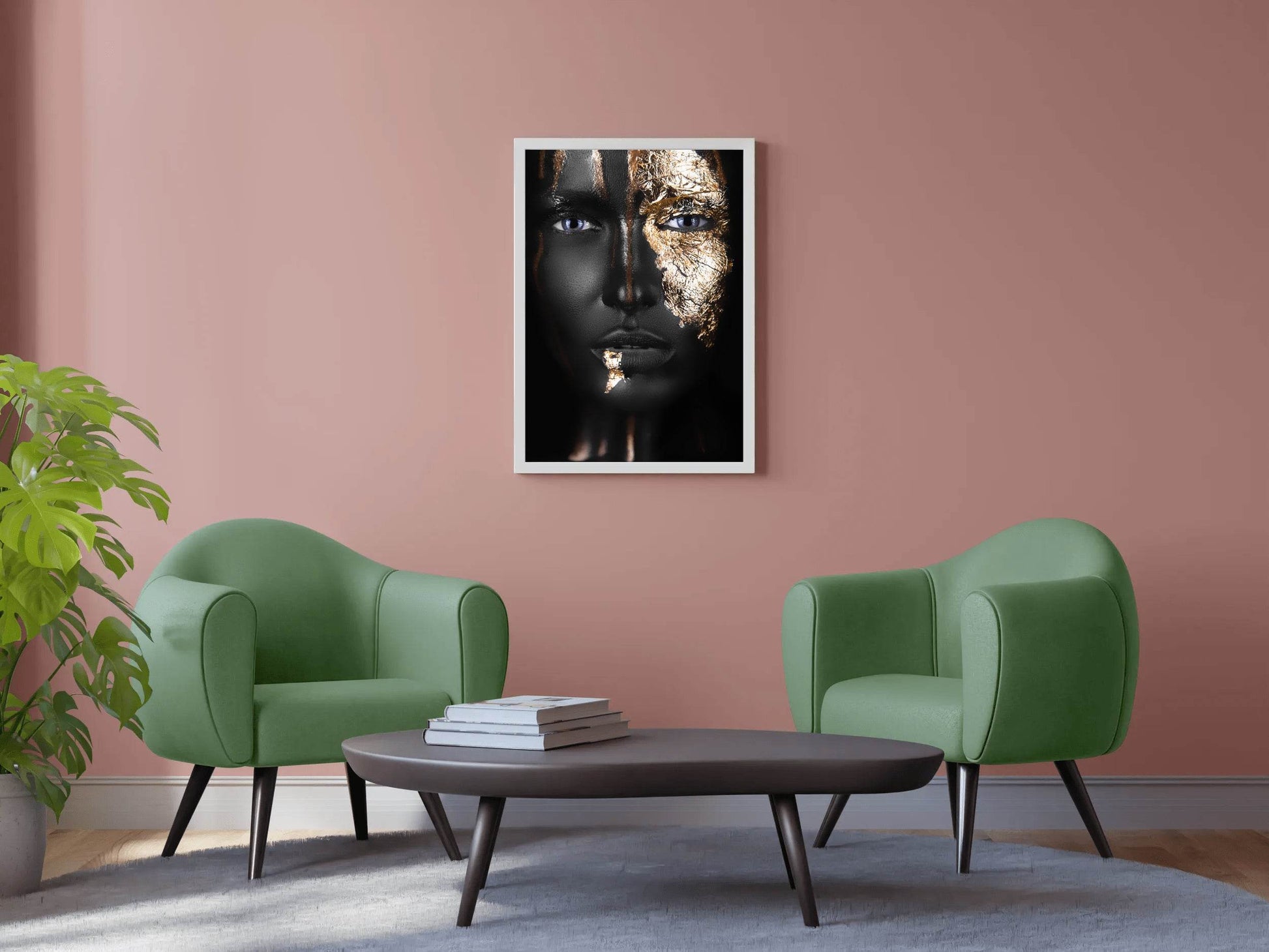 Black Woman Face With Golden Makeup Wall Art - beink online art store