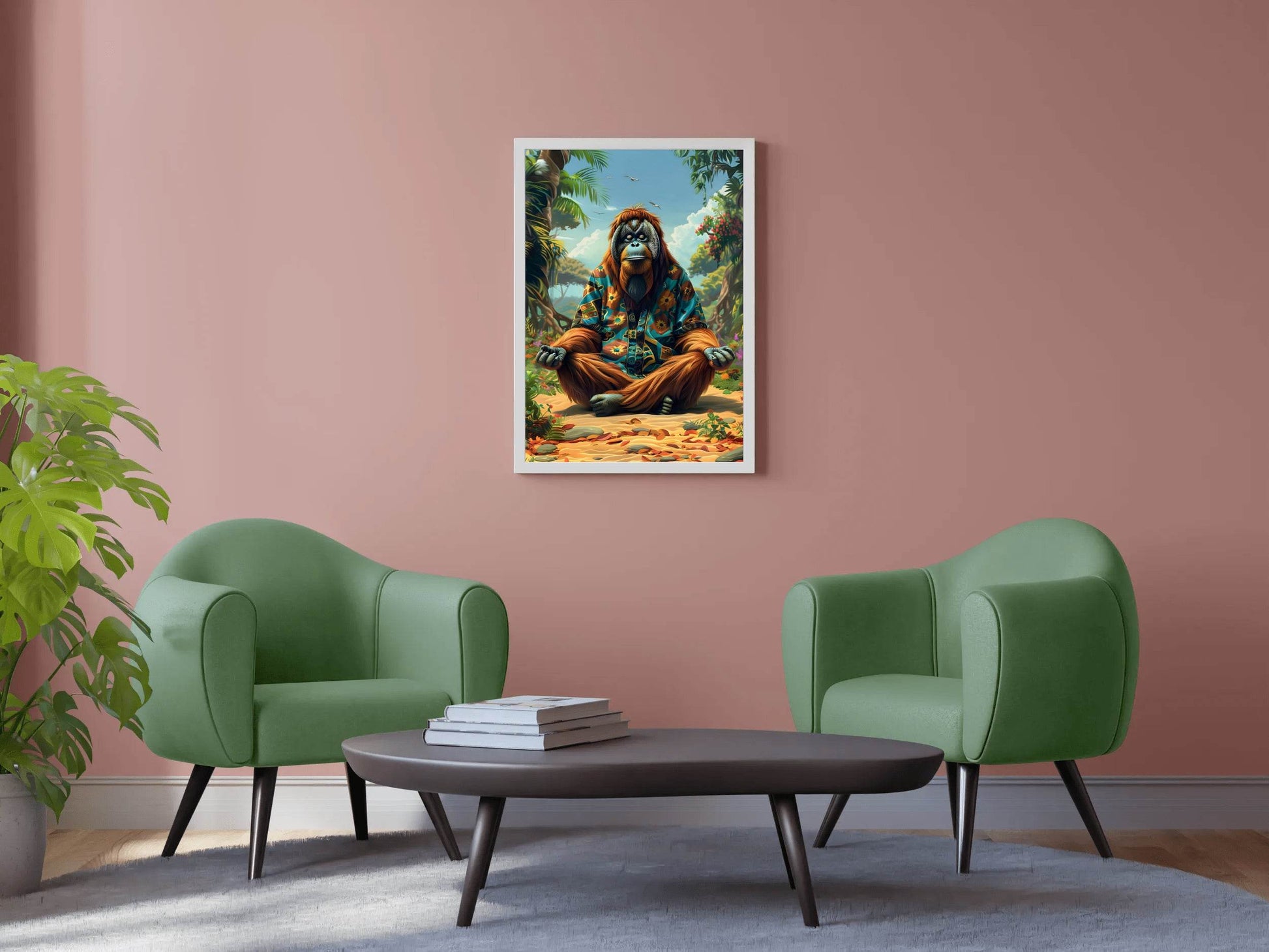 Digital Painting of an Ape Meditating Wall Art - beink online art store