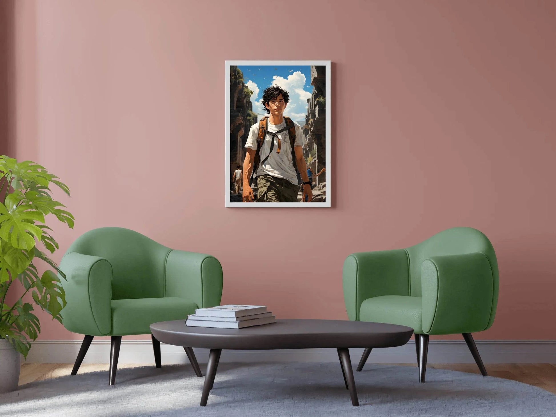 Short Curly Black Hair Adventure Character Anime Wall Art - beink online art store