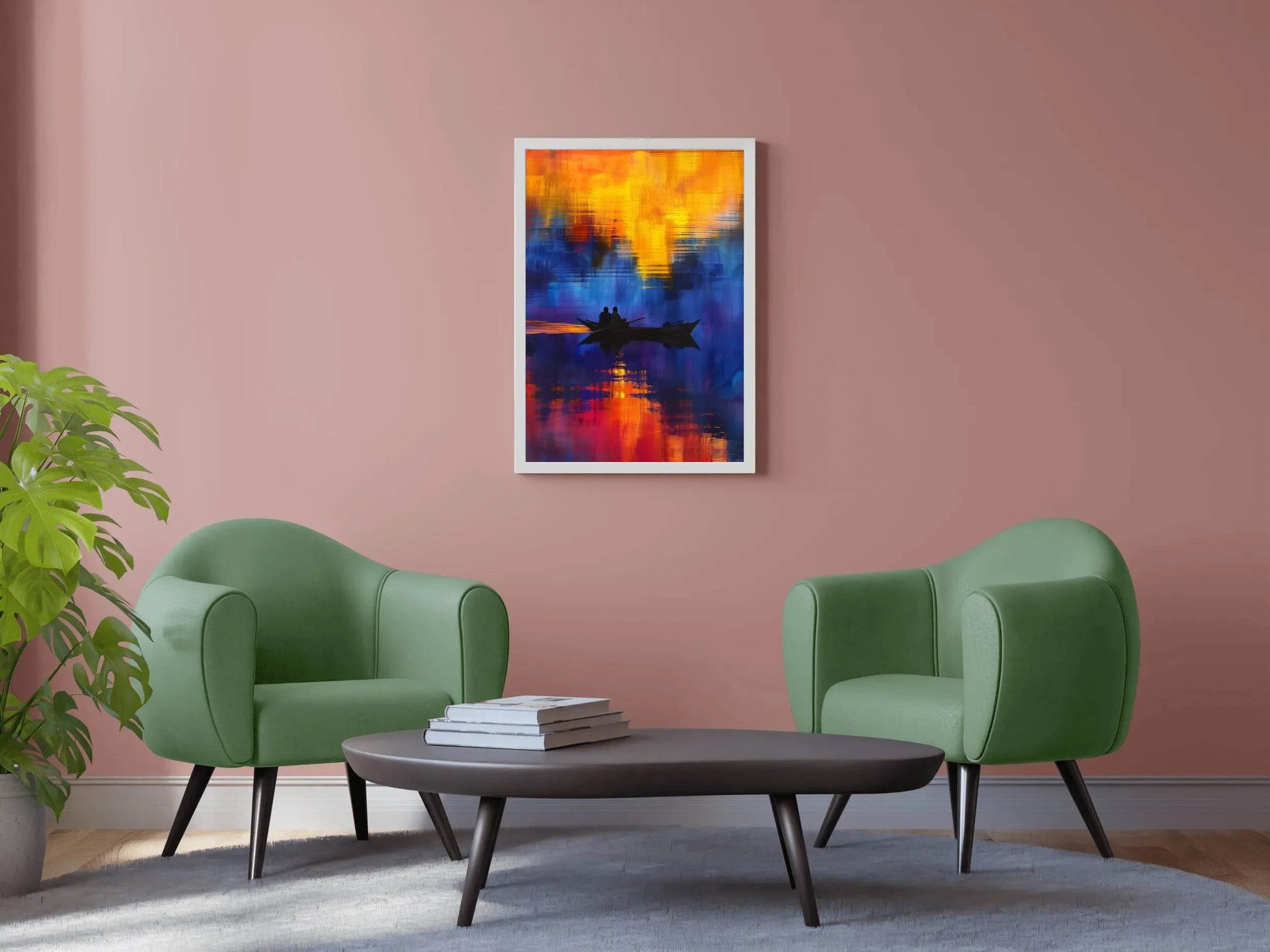 Watercolor Painting Of Boating On The River Wall Art - beink online art store