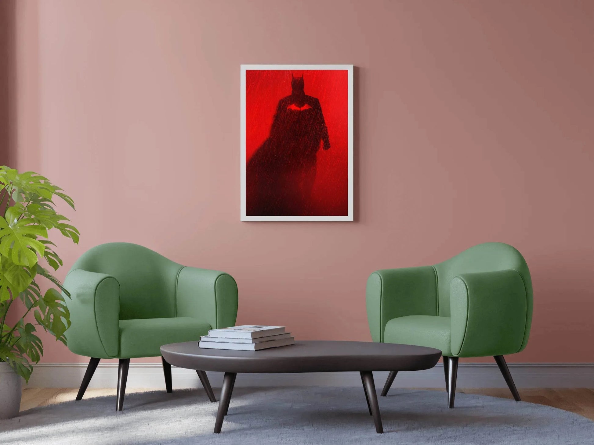THE BATMAN with Red Background in the Rain Wall Art - beink online art store
