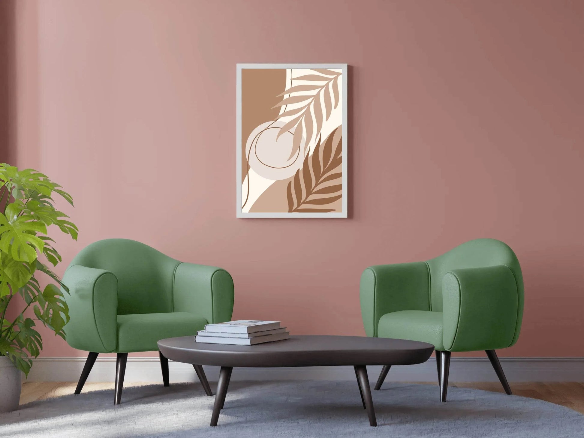 Abstract Design with a Brown Leaf and Shapes ArtWork - beink online art store
