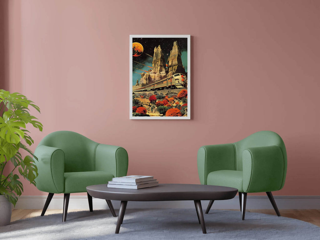 Painting Of A Train Passing Through The Plain Wall Art - beink online art store