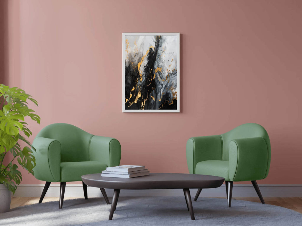 Mixed Black White And Gold Marble Wall Art - beink online art store