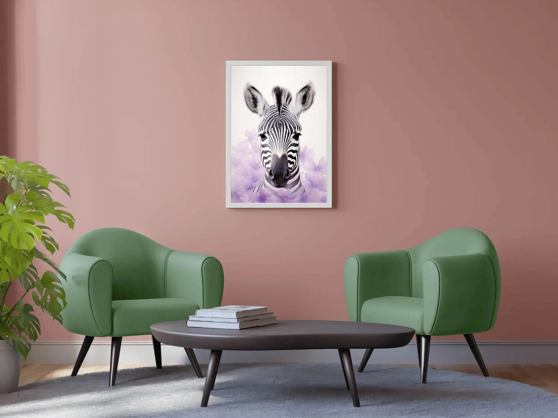 Zebra Face With Floral and White Background Wall Art - beink online art store