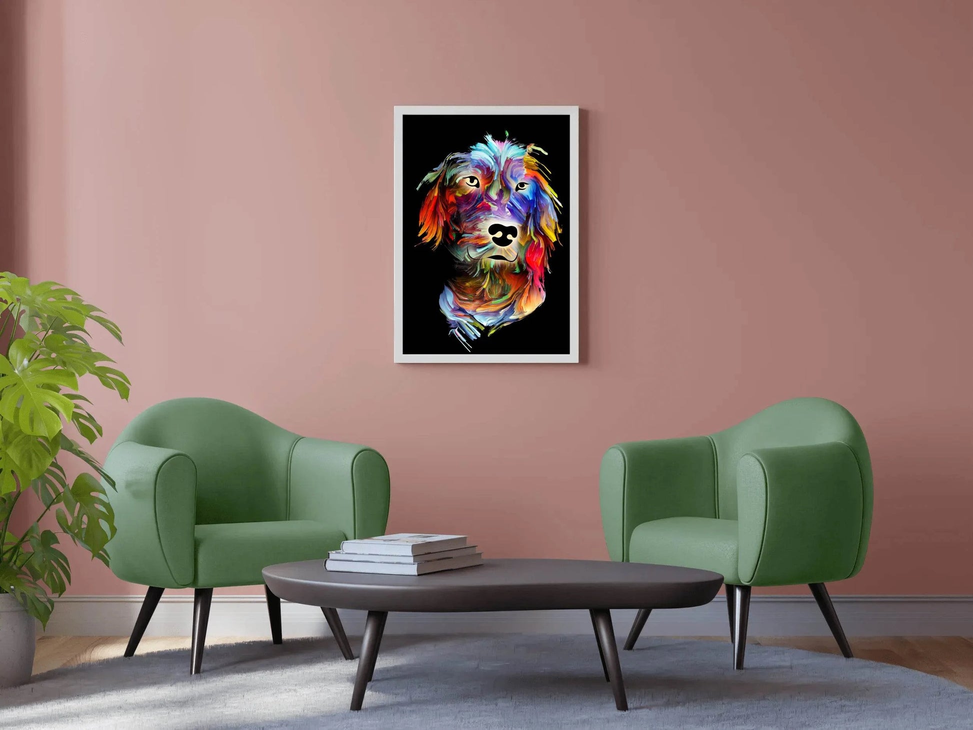 Colorful Oil Paint Dog Face Wall Art - beink online art store