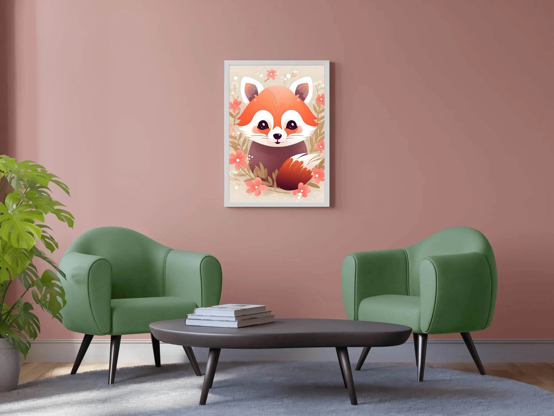 Cute Red Fox Sitting on the Ground - beink online art store