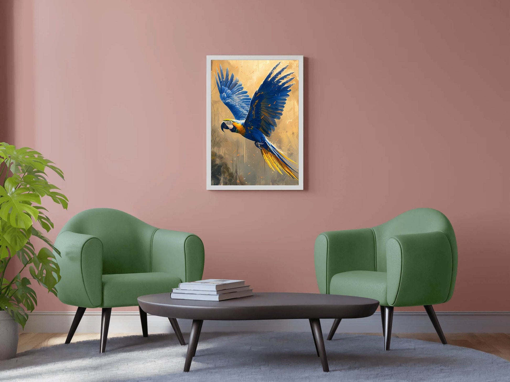 Painting of Blue Flying Macaw - beink online art store