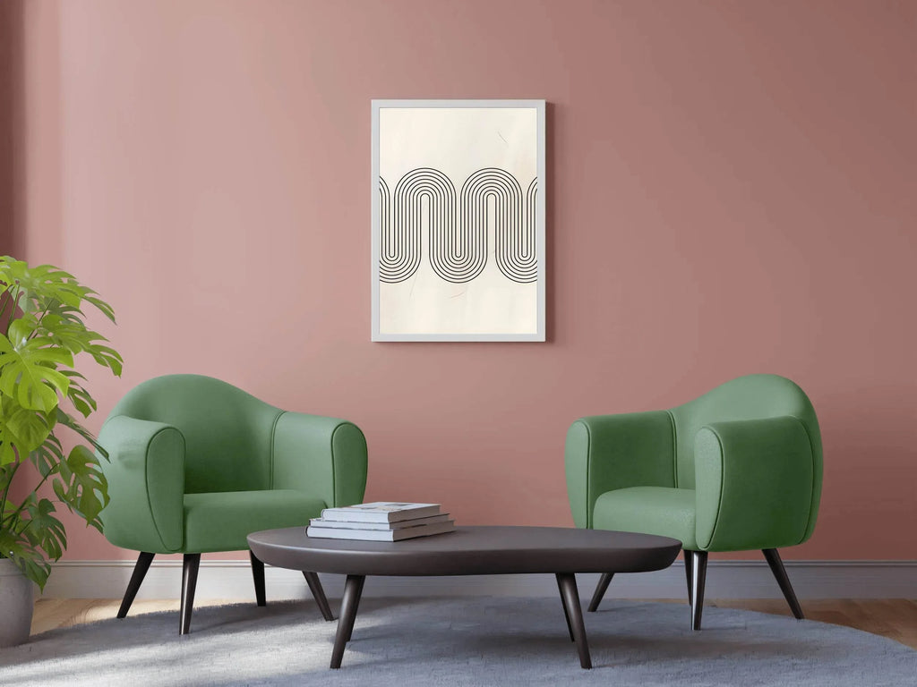 Continuous Curved Rhythm Black Lines Wall Art - beink online art store