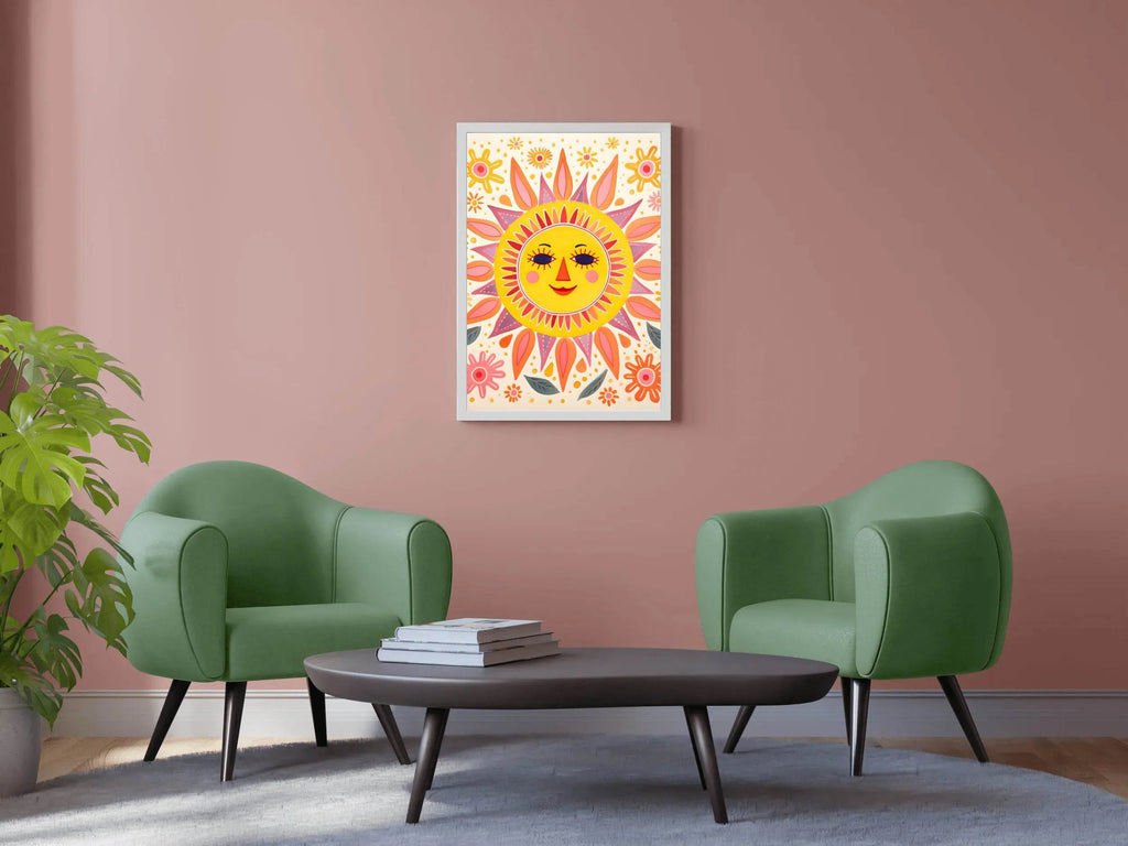 Sun With Flowers Canvas Wall Art - beink online art store