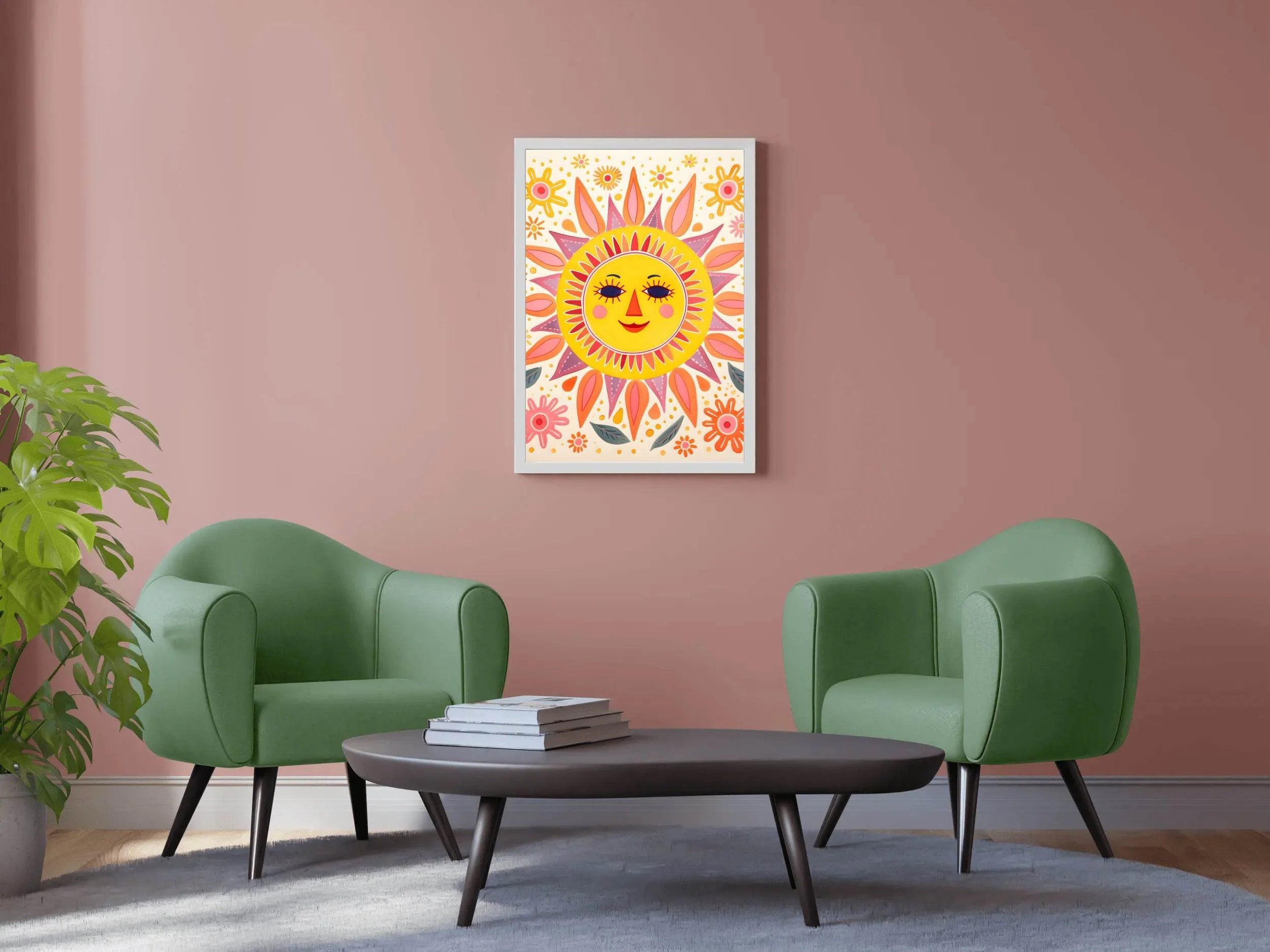 Sun With Flowers Canvas Wall Art - beink online art store