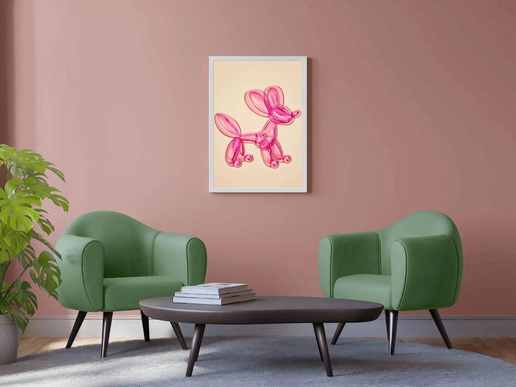 Pink Preppy Balloon Dog Wall Art - beink online art store